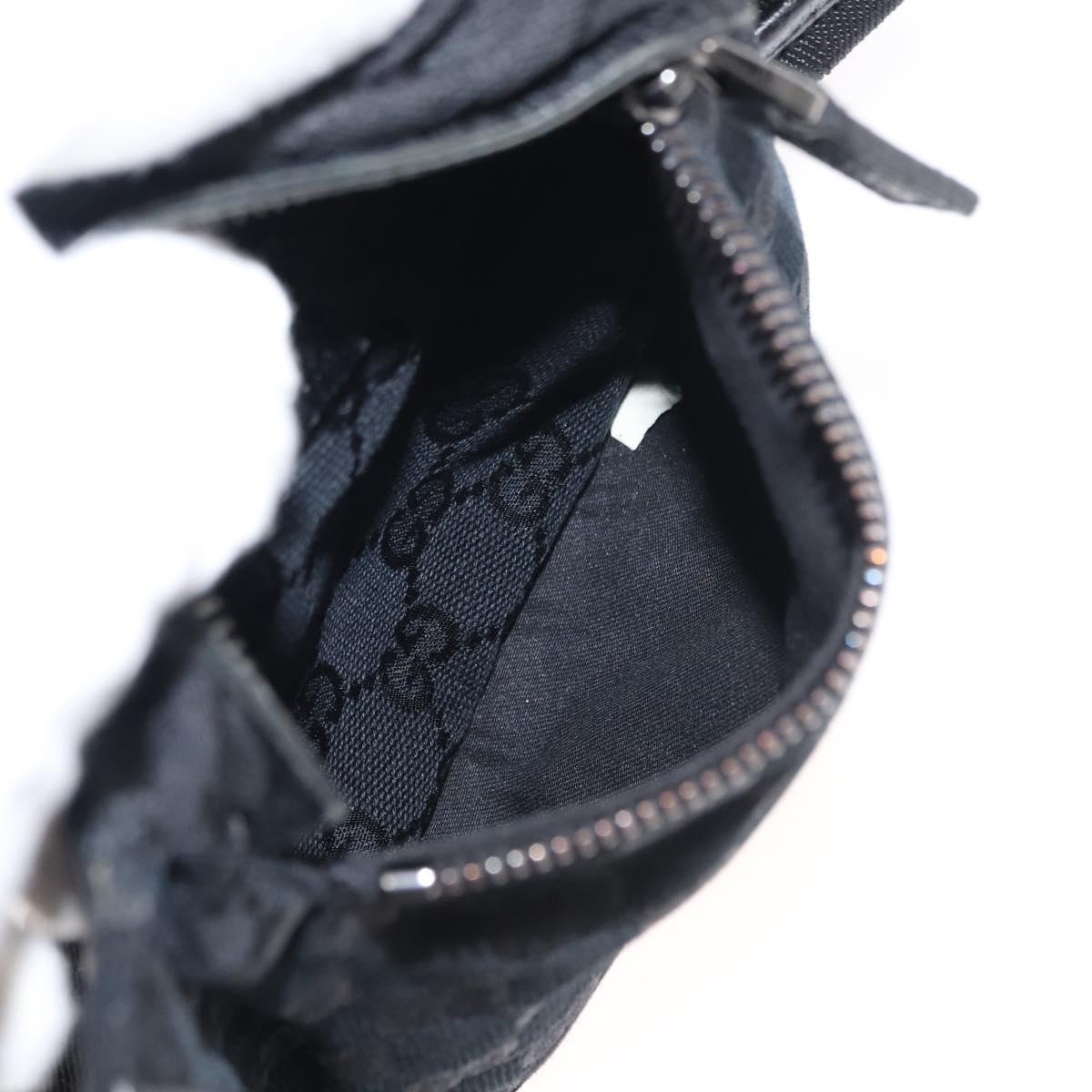 GUCCI GG Canvas Waist bag Black Silver 28566 Auth 148835