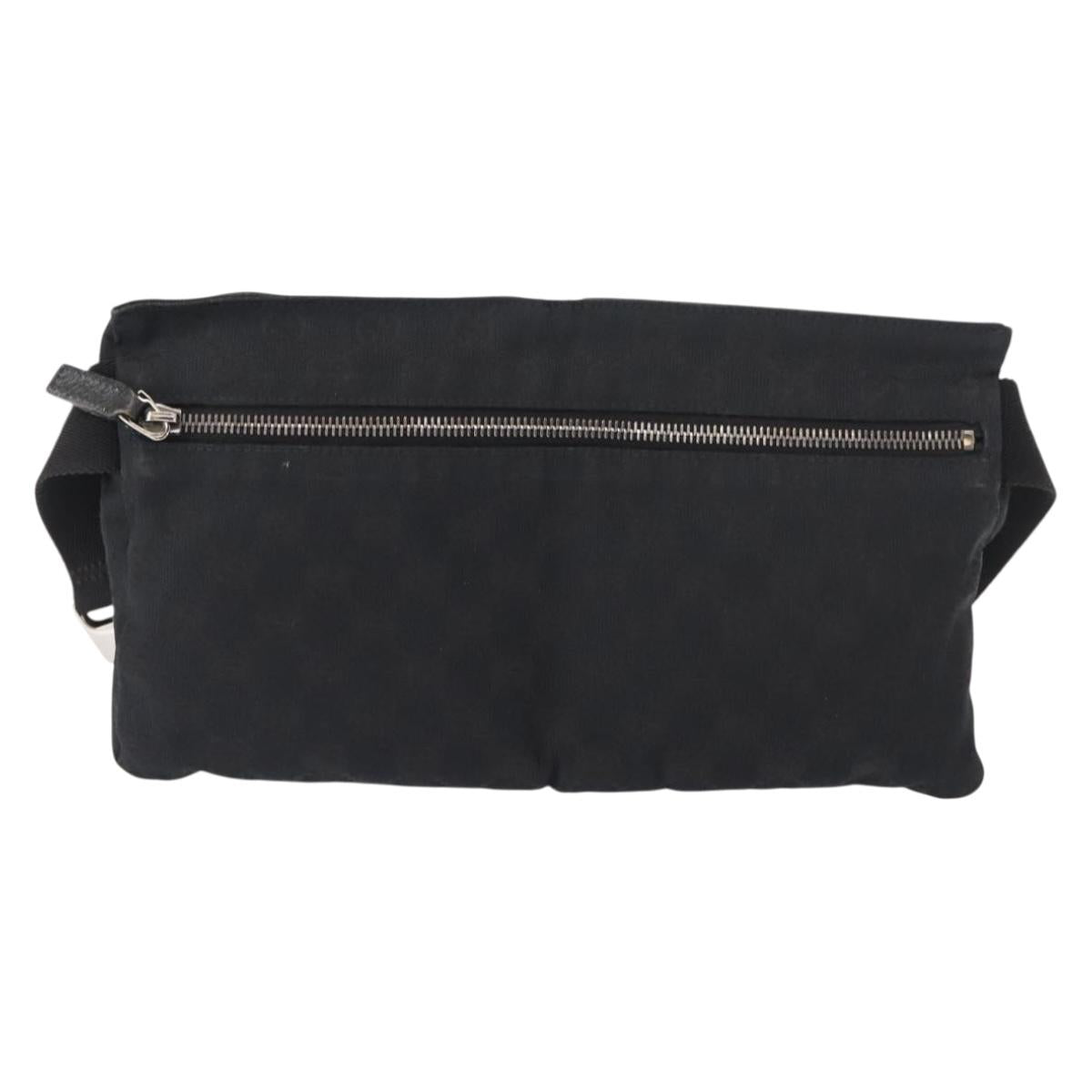 GUCCI GG Canvas Waist bag Black Silver 28566 Auth 148835