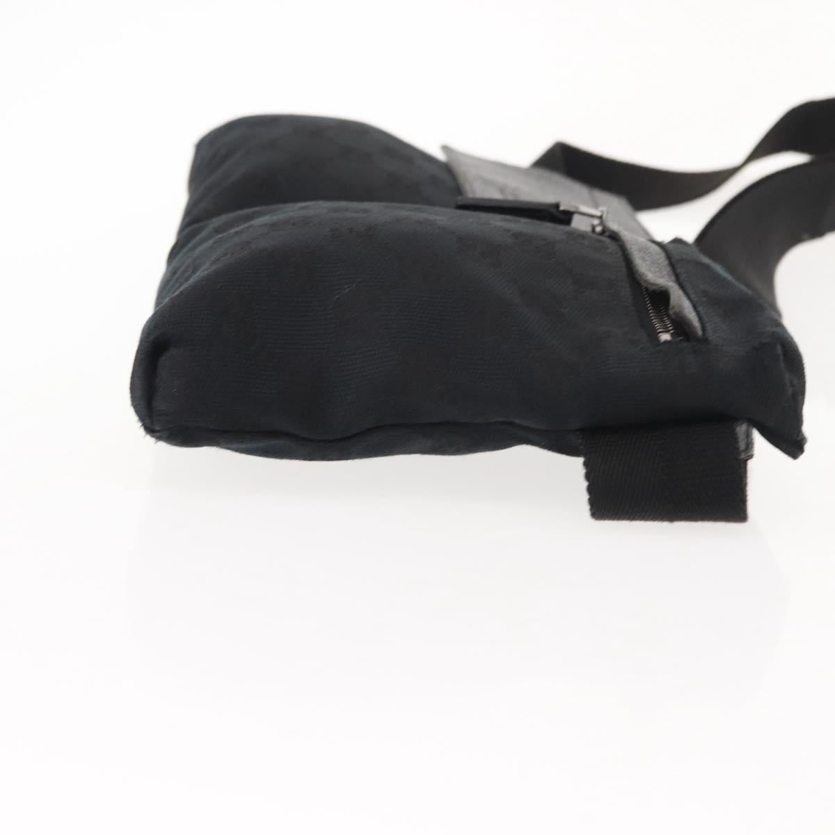 GUCCI GG Canvas Waist bag Black Silver 28566 Auth 148835
