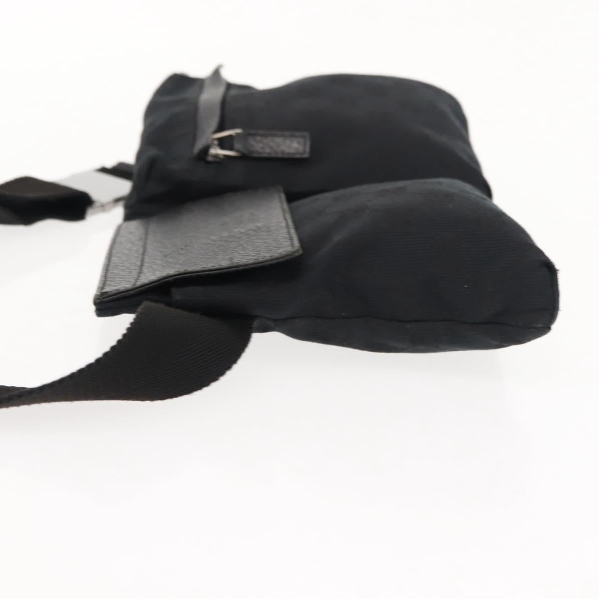 GUCCI GG Canvas Waist bag Black Silver 28566 Auth 148835