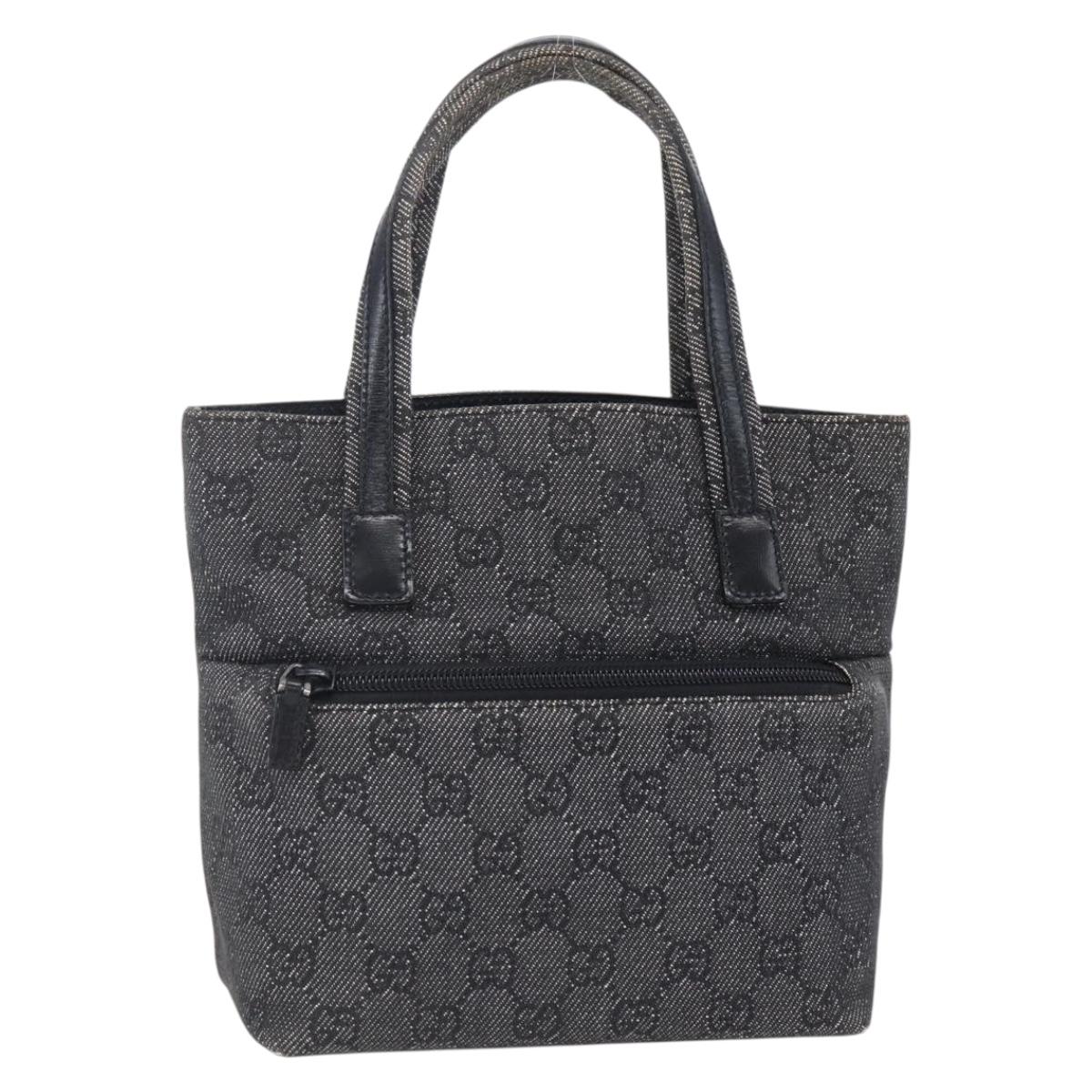 GUCCI GG Canvas Hand Bag Outlet Black Silver 105651 Auth 148837
