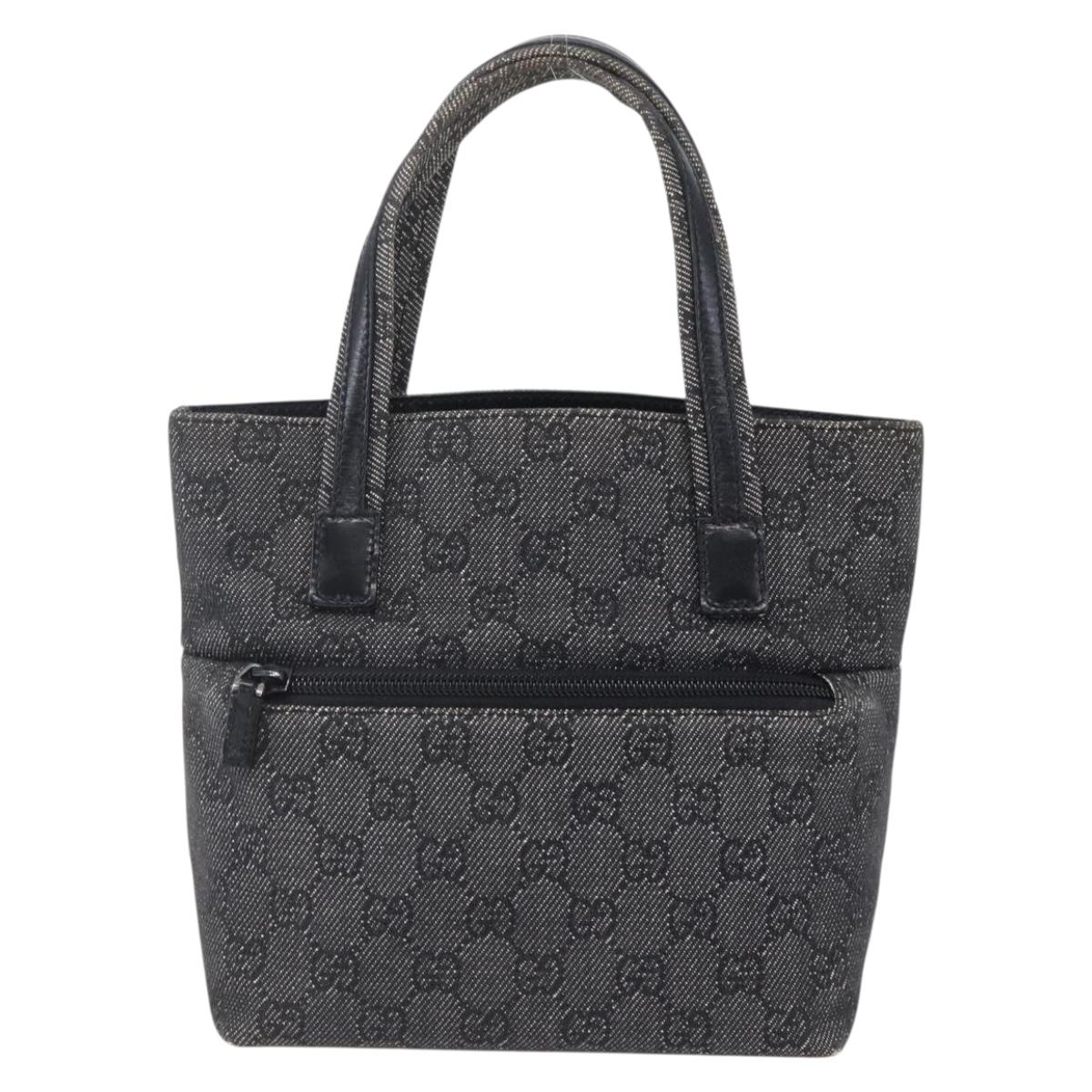 GUCCI GG Canvas Hand Bag Outlet Black Silver 105651 Auth 148837