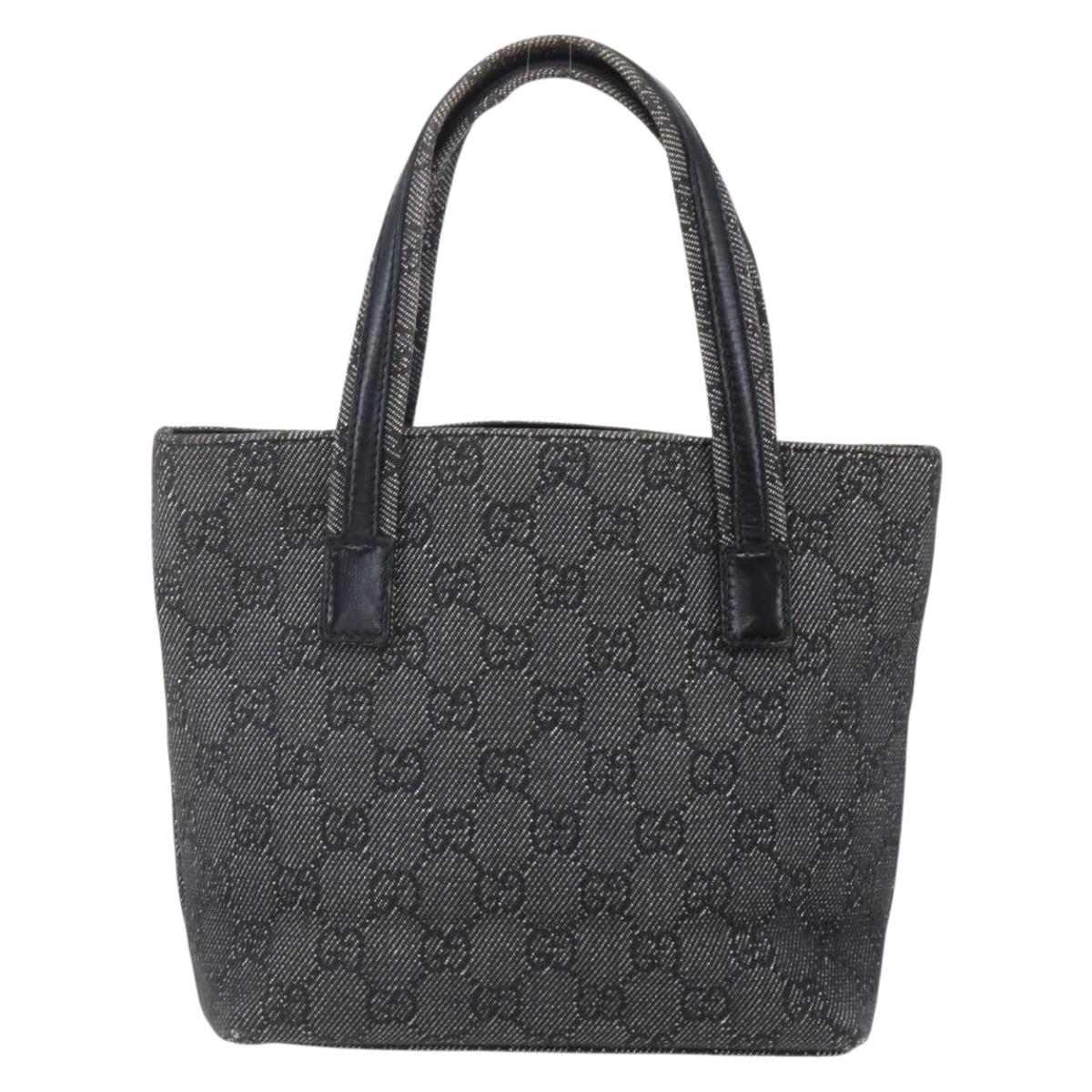 GUCCI GG Canvas Hand Bag Outlet Black Silver 105651 Auth 148837