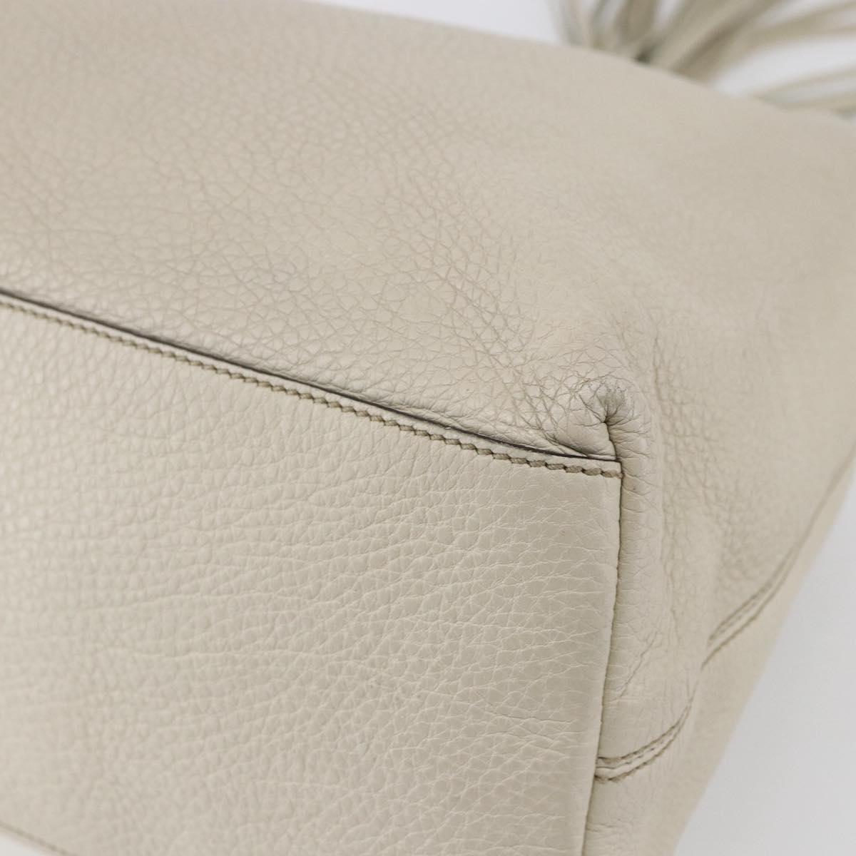 GUCCI Chain Soho Shoulder Bag Leather White Gold 308982 Auth 148838