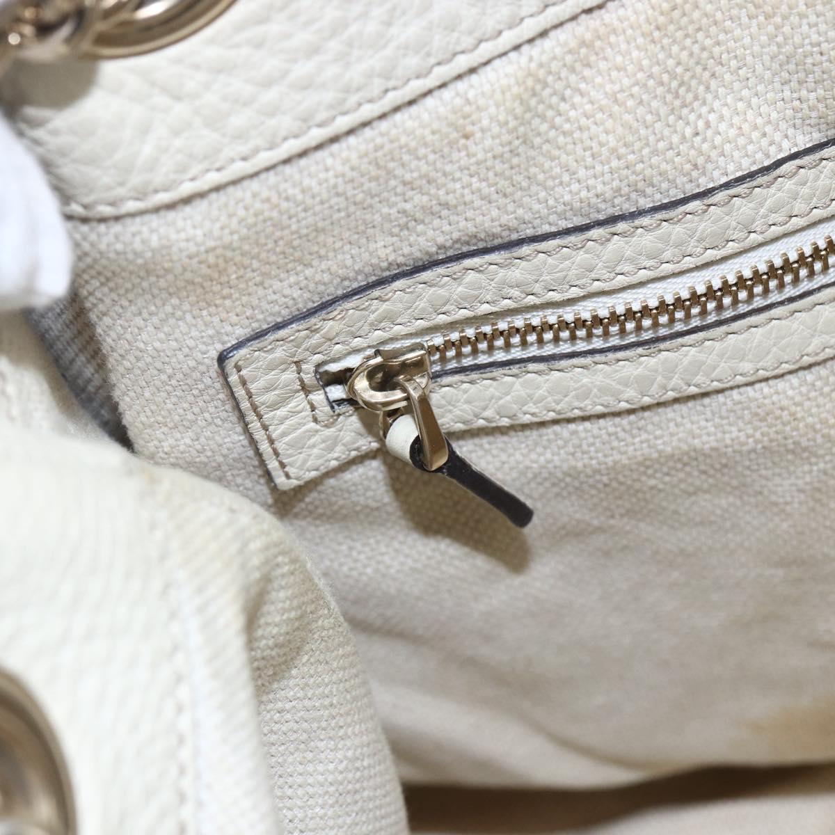 GUCCI Chain Soho Shoulder Bag Leather White Gold 308982 Auth 148838