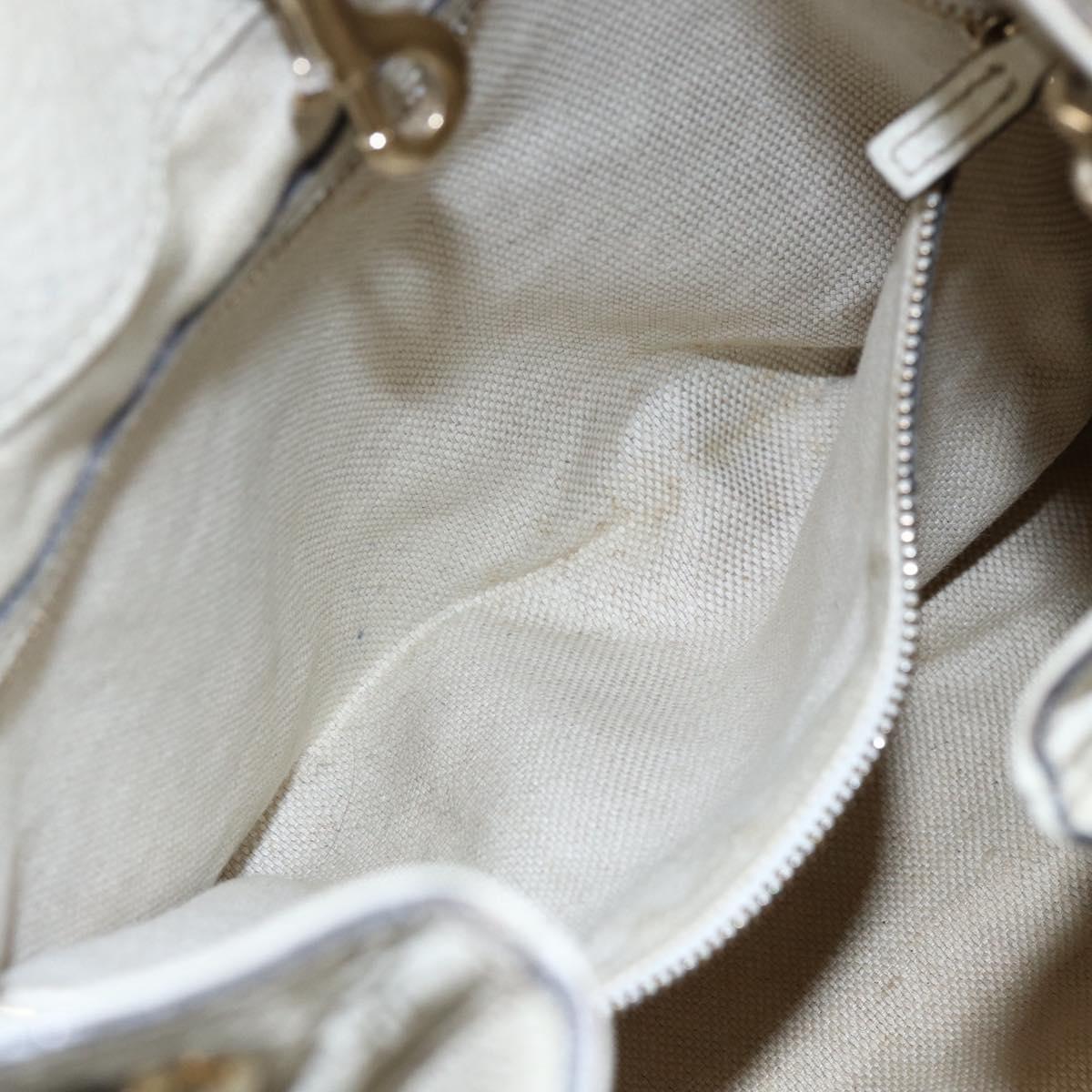 GUCCI Chain Soho Shoulder Bag Leather White Gold 308982 Auth 148838