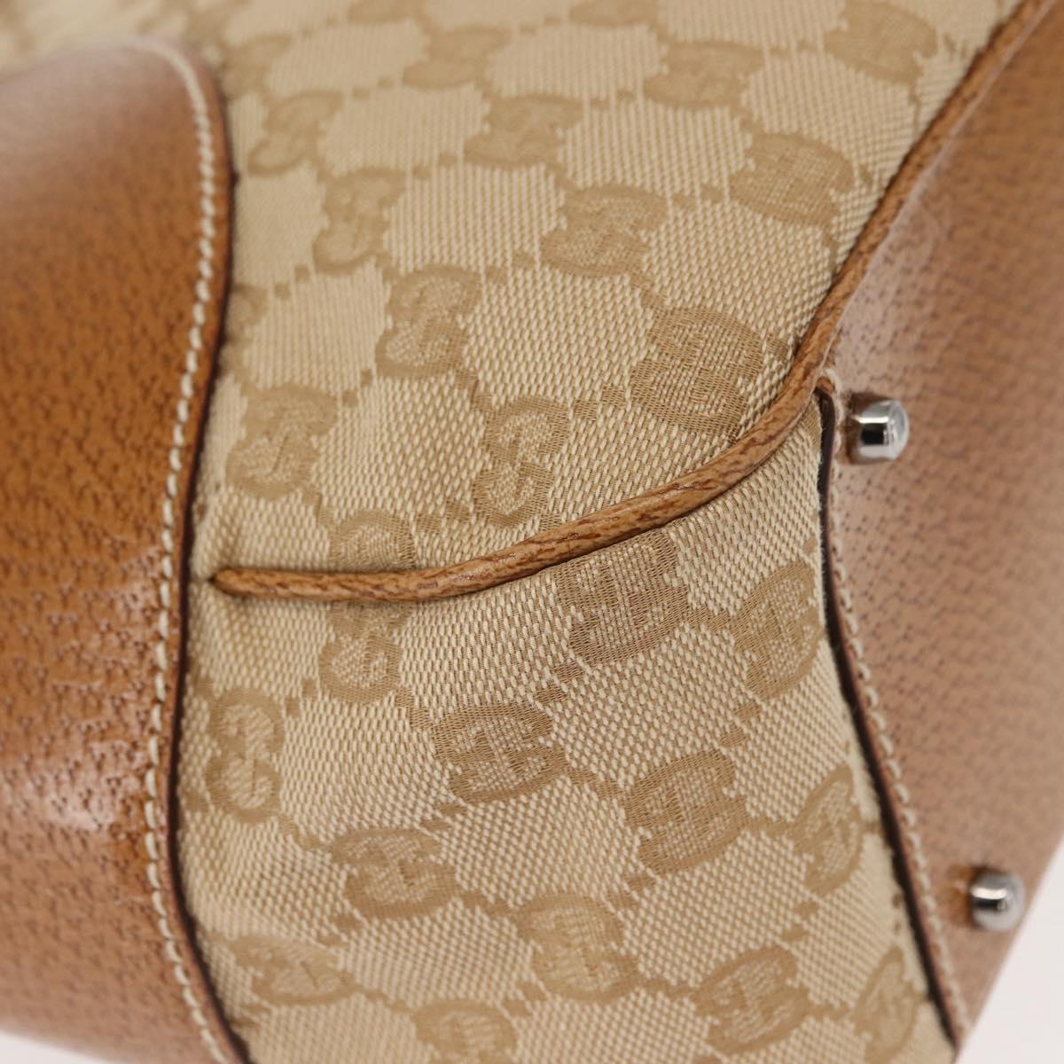 GUCCI GG Canvas Tote Bag Beige Silver 113011 Auth 148839V