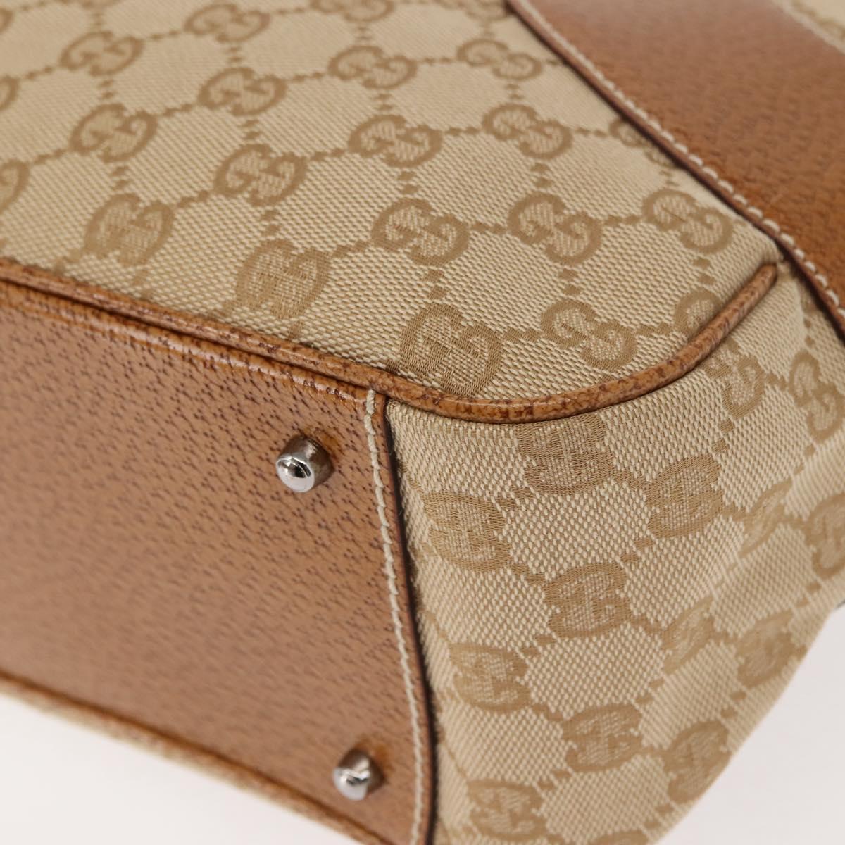 GUCCI GG Canvas Tote Bag Beige Silver 113011 Auth 148839V