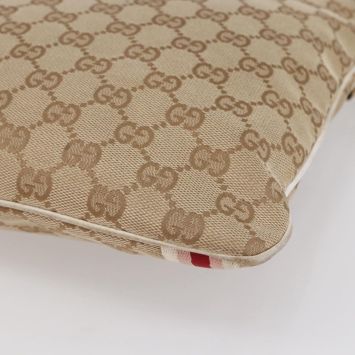 GUCCI GG Canvas Sherry Line Shoulder Bag Beige Gold 144388 Auth 148841