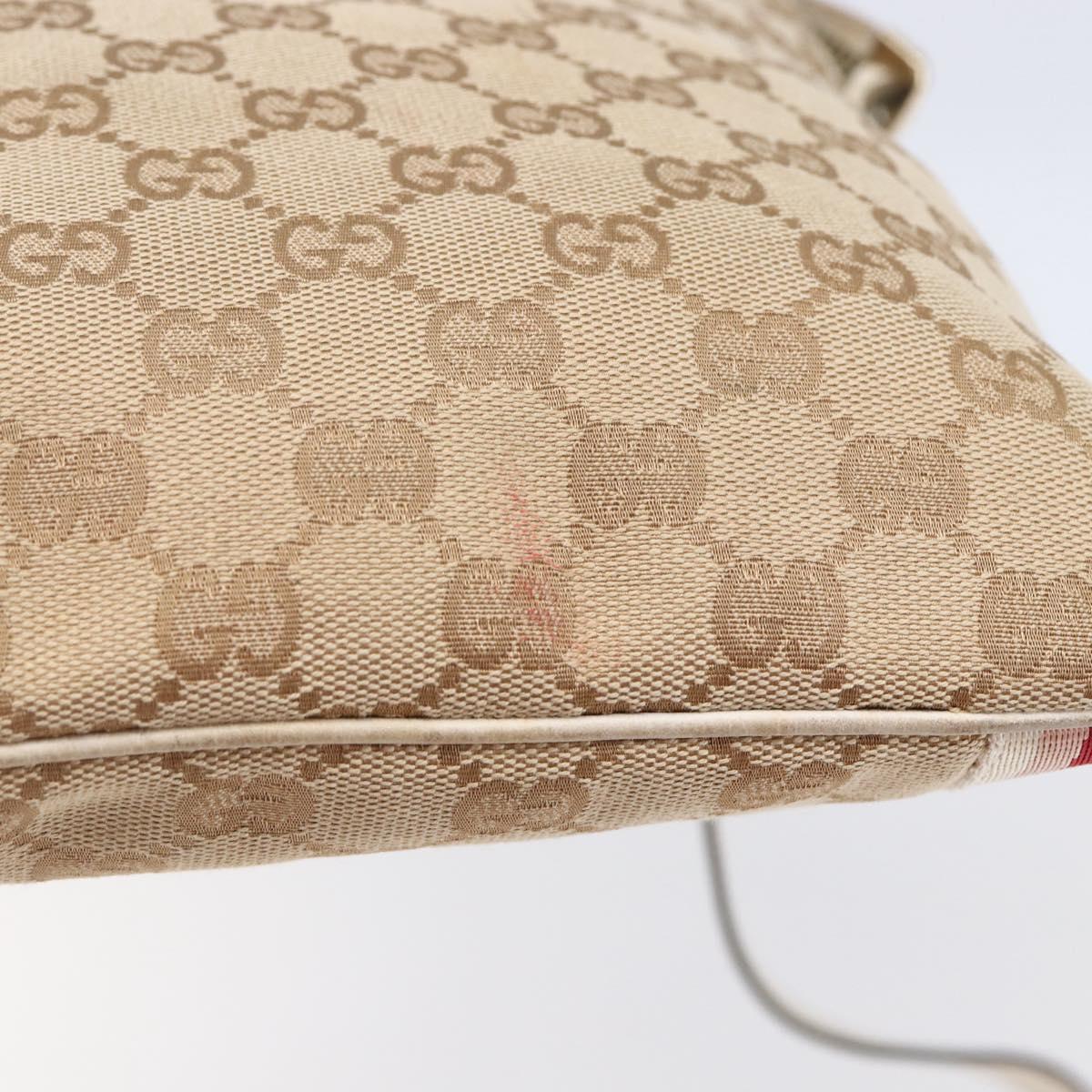 GUCCI GG Canvas Sherry Line Shoulder Bag Beige Gold 144388 Auth 148841