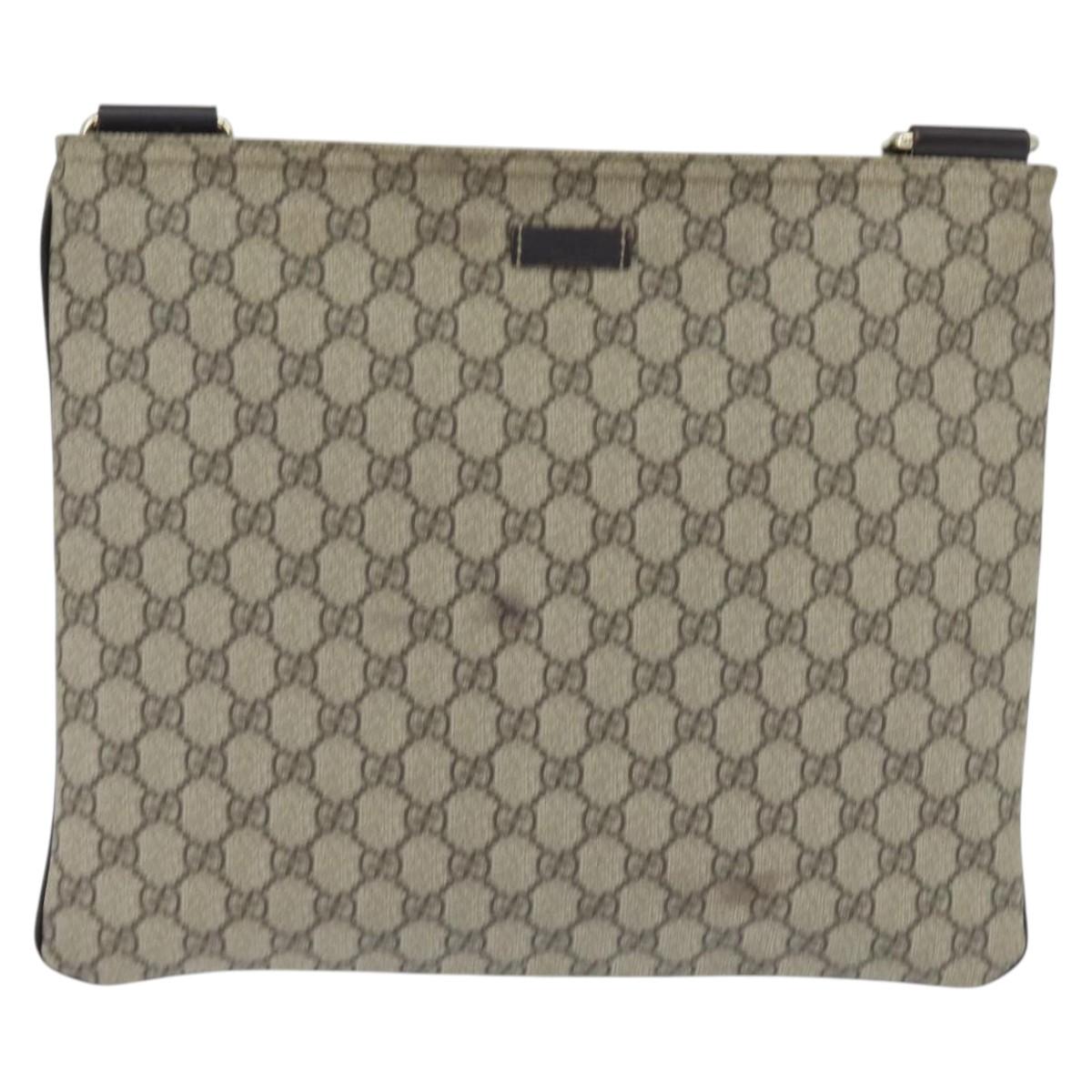 GUCCI GG Supreme Shoulder Bag PVC Beige Gold 201446 Auth 148846