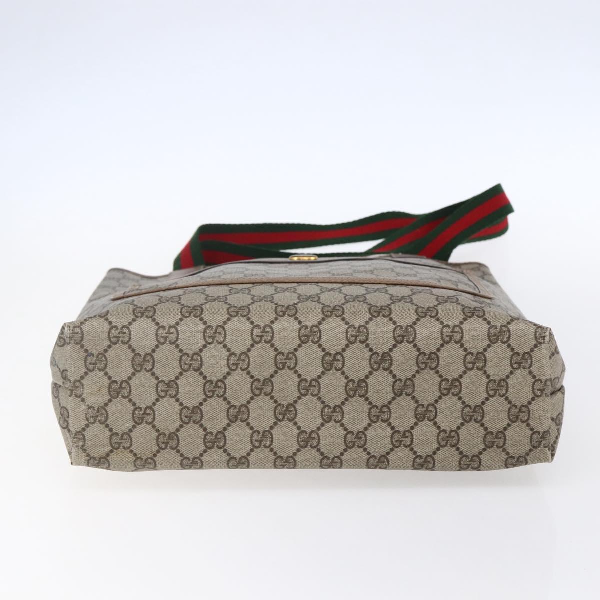 GUCCI GG Supreme Web Sherry Line Tote Bag PVC Beige Red 39 02 003 Auth 148850