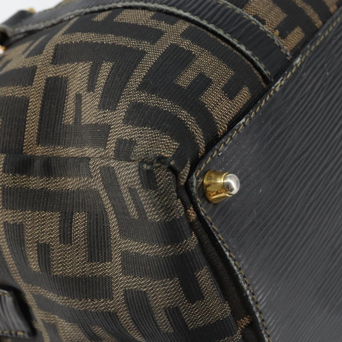 FENDI Zucca Canvas Hand Bag Black Brown Auth 148854