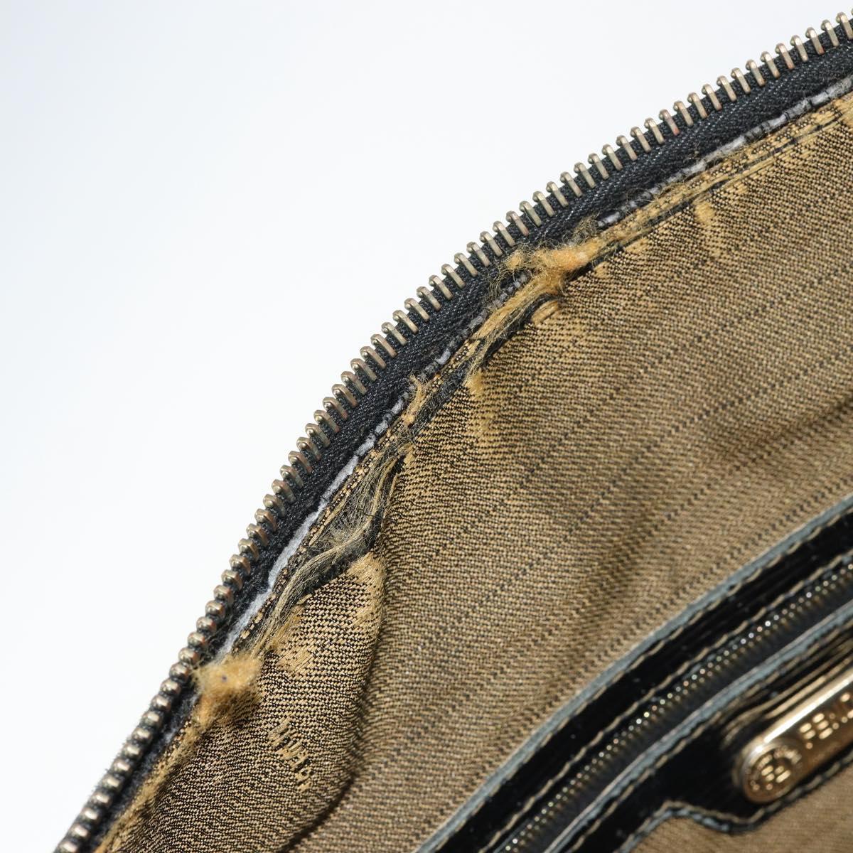 FENDI Zucca Canvas Hand Bag Black Brown Auth 148854