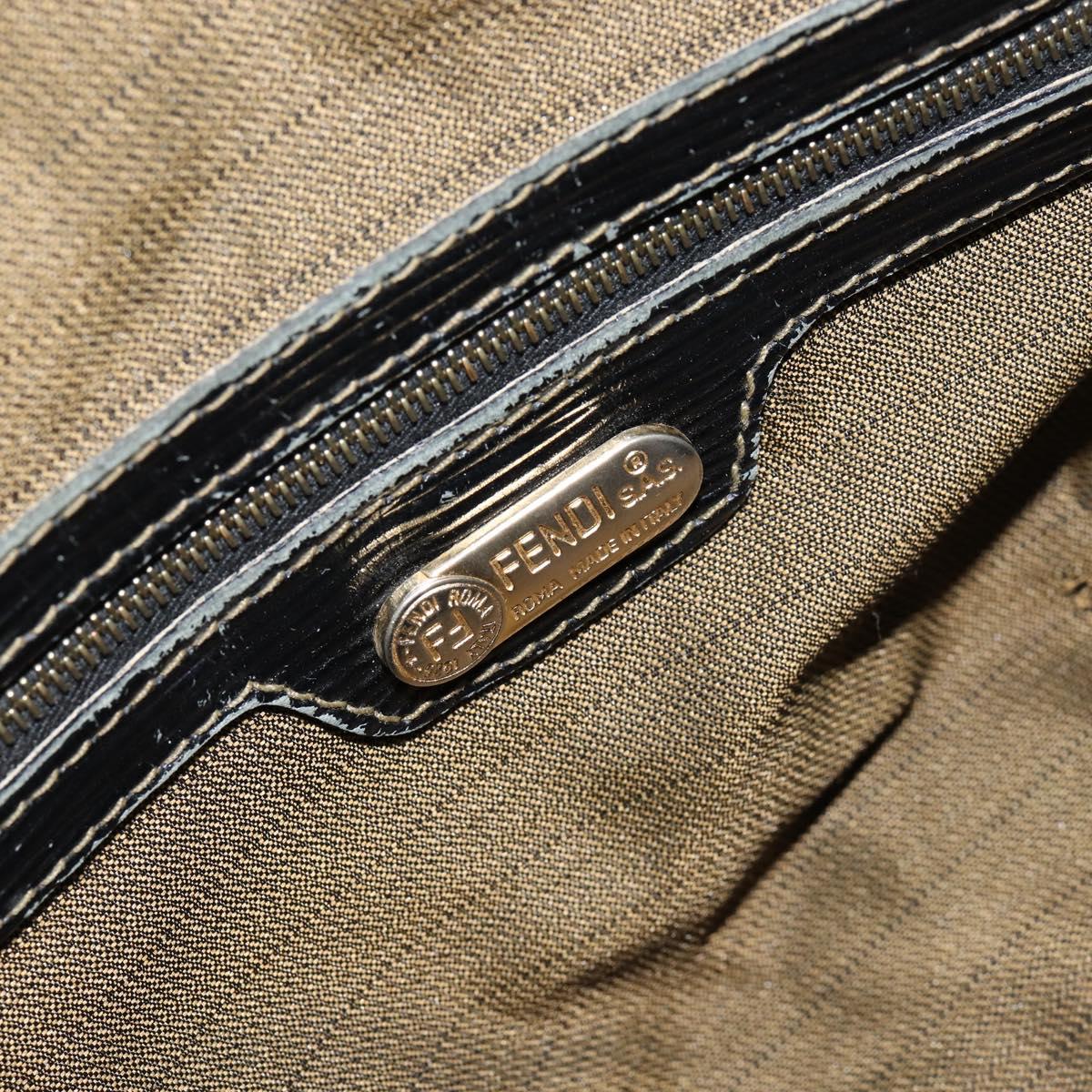 FENDI Zucca Canvas Hand Bag Black Brown Auth 148854