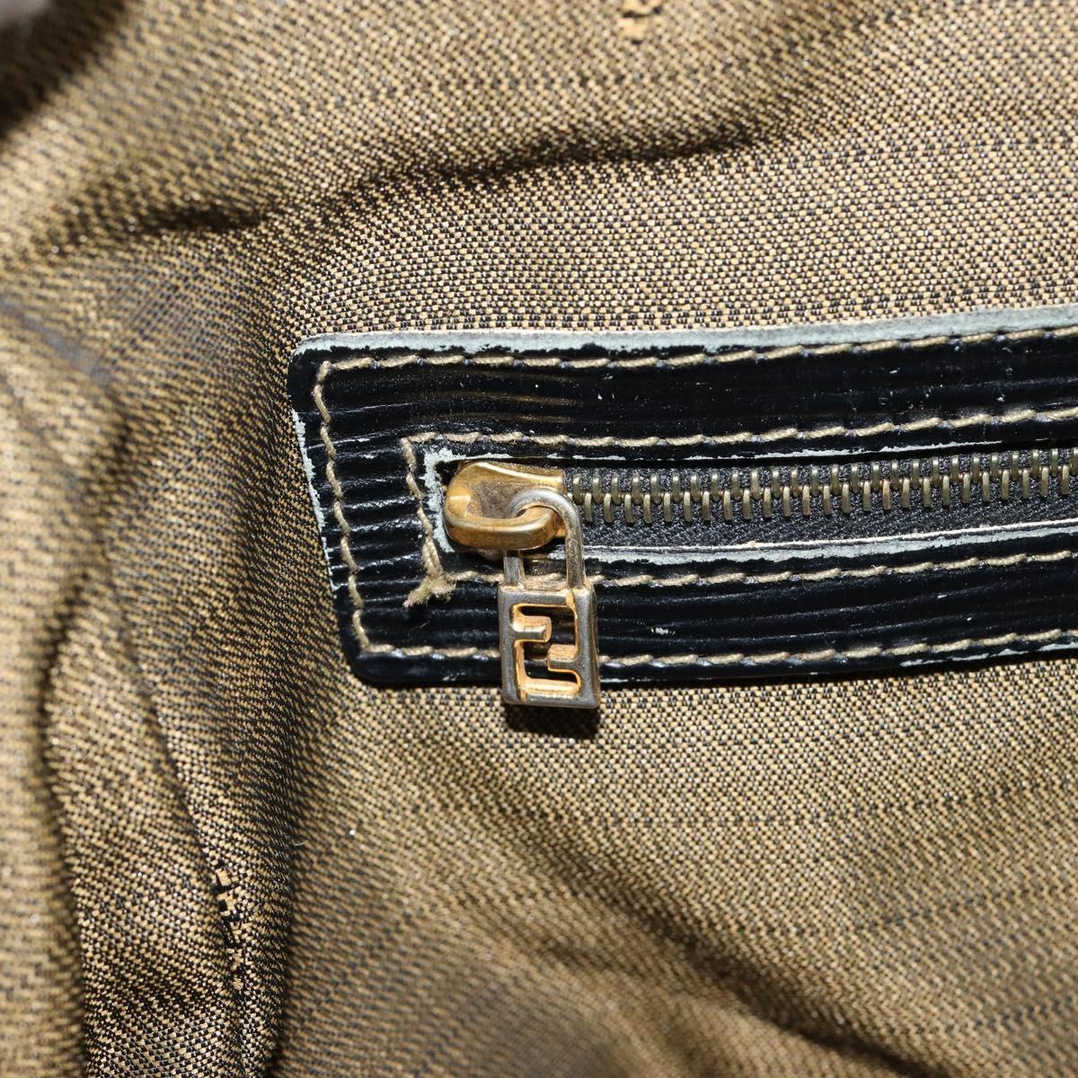 FENDI Zucca Canvas Hand Bag Black Brown Auth 148854