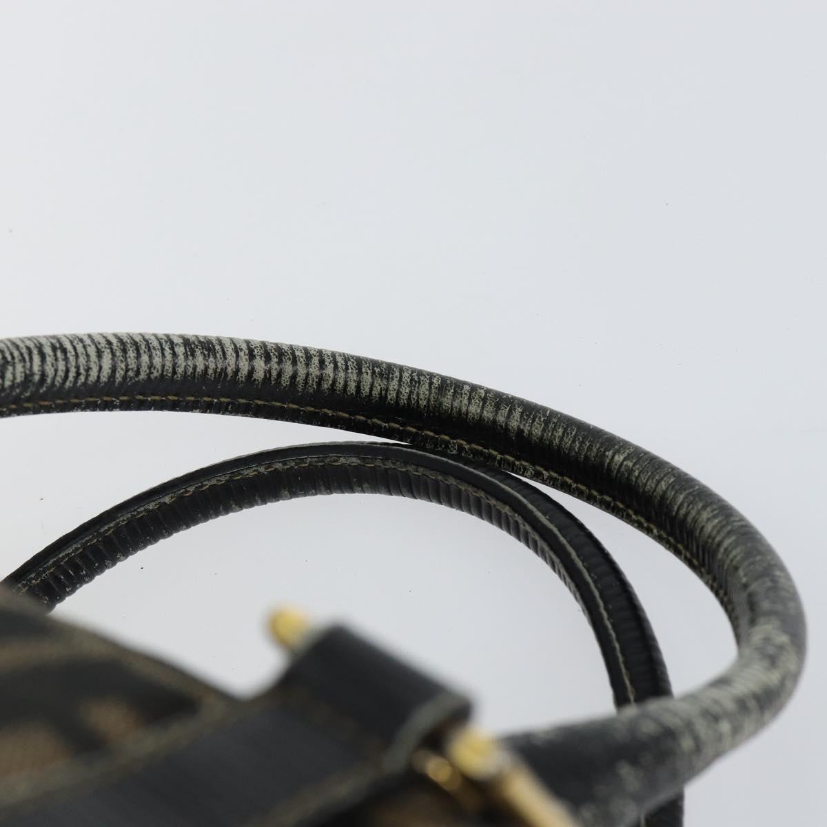 FENDI Zucca Canvas Hand Bag Black Brown Auth 148854