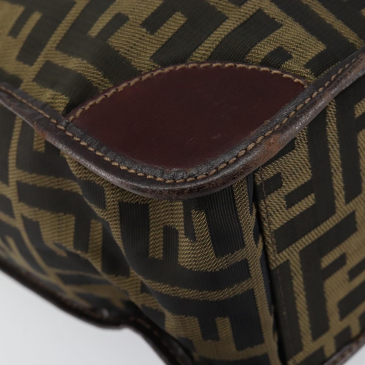 FENDI Zucca Canvas Hand Bag Black Brown Auth 148855
