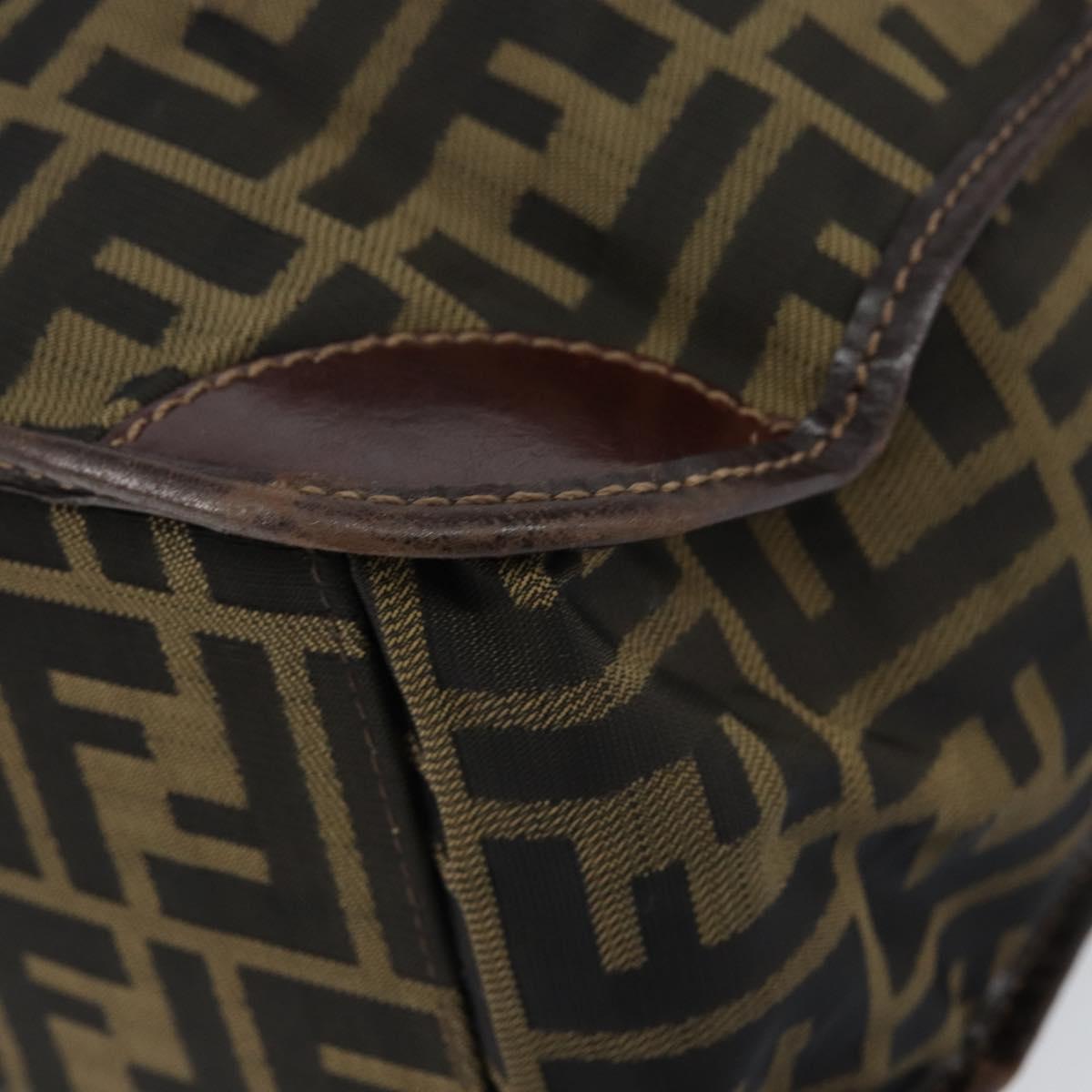 FENDI Zucca Canvas Hand Bag Black Brown Auth 148855