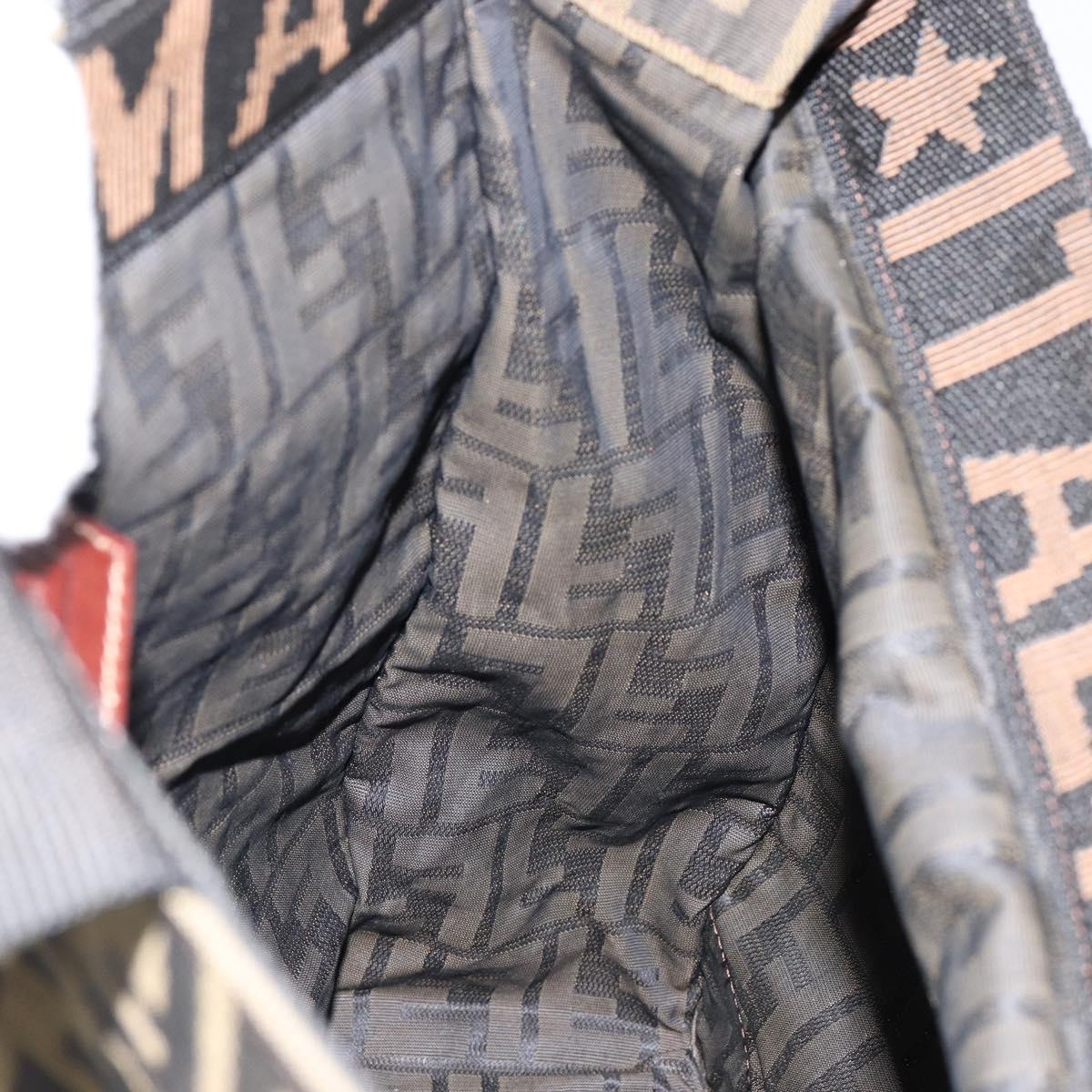 FENDI Zucca Canvas Hand Bag Black Brown Auth 148855