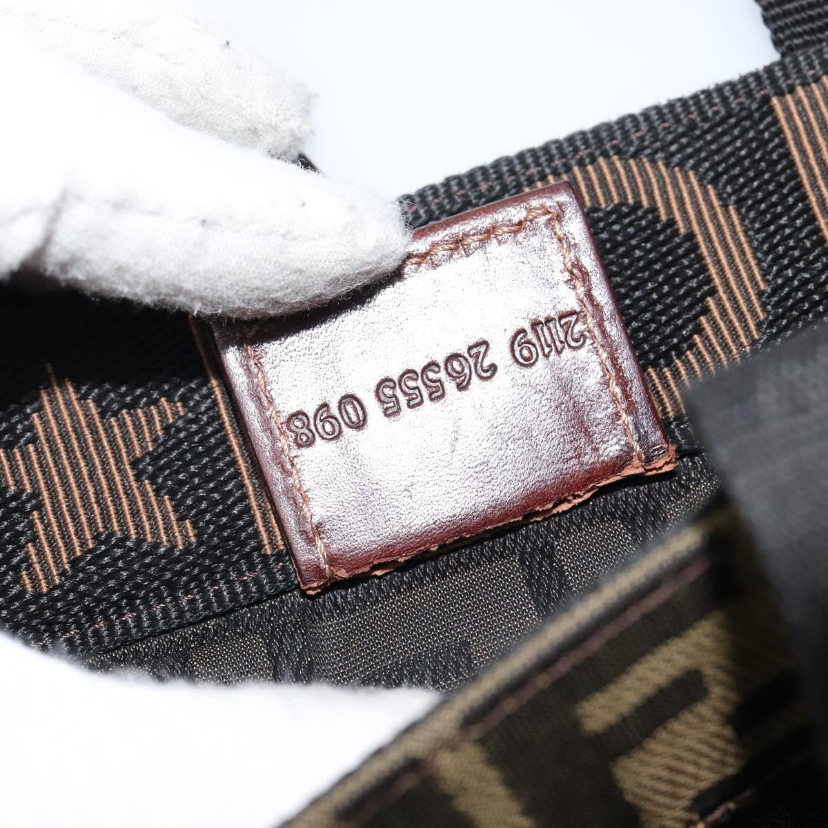 FENDI Zucca Canvas Hand Bag Black Brown Auth 148855
