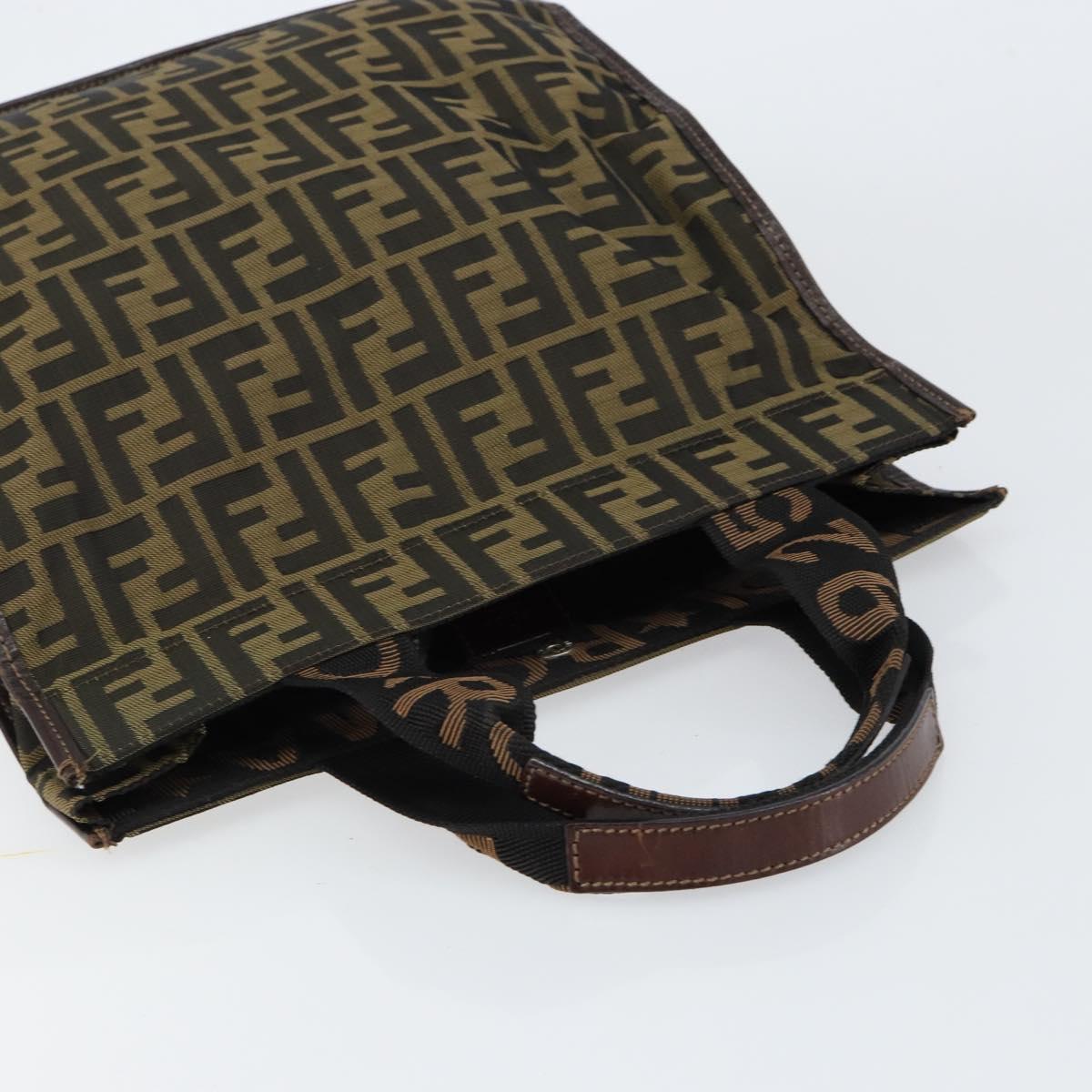 FENDI Zucca Canvas Hand Bag Black Brown Auth 148855