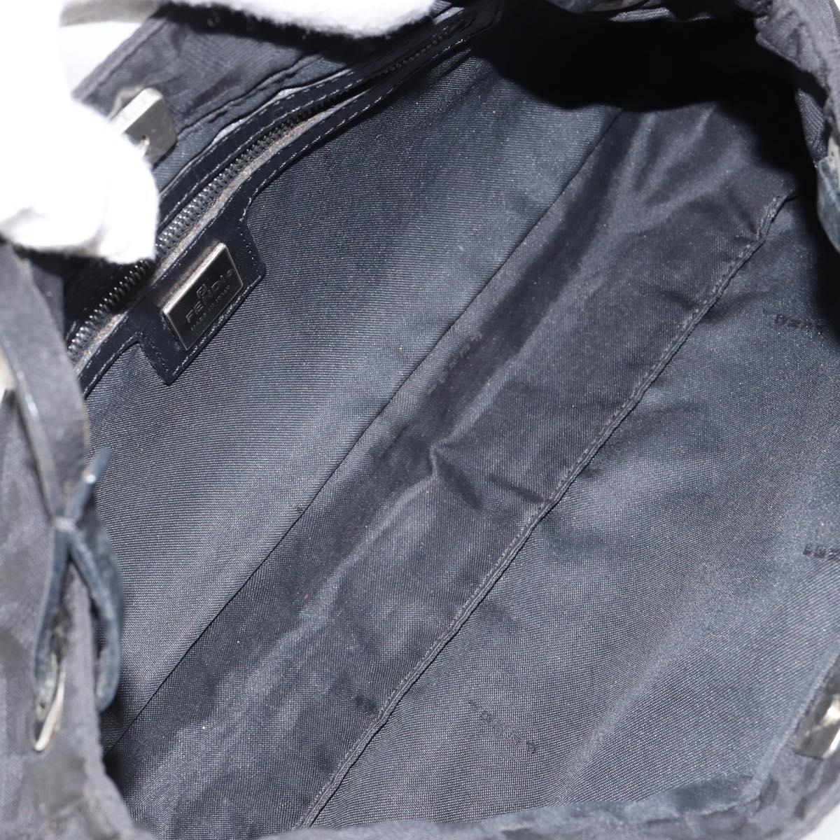 FENDI Zucca Canvas Shoulder Bag Black Auth 148857