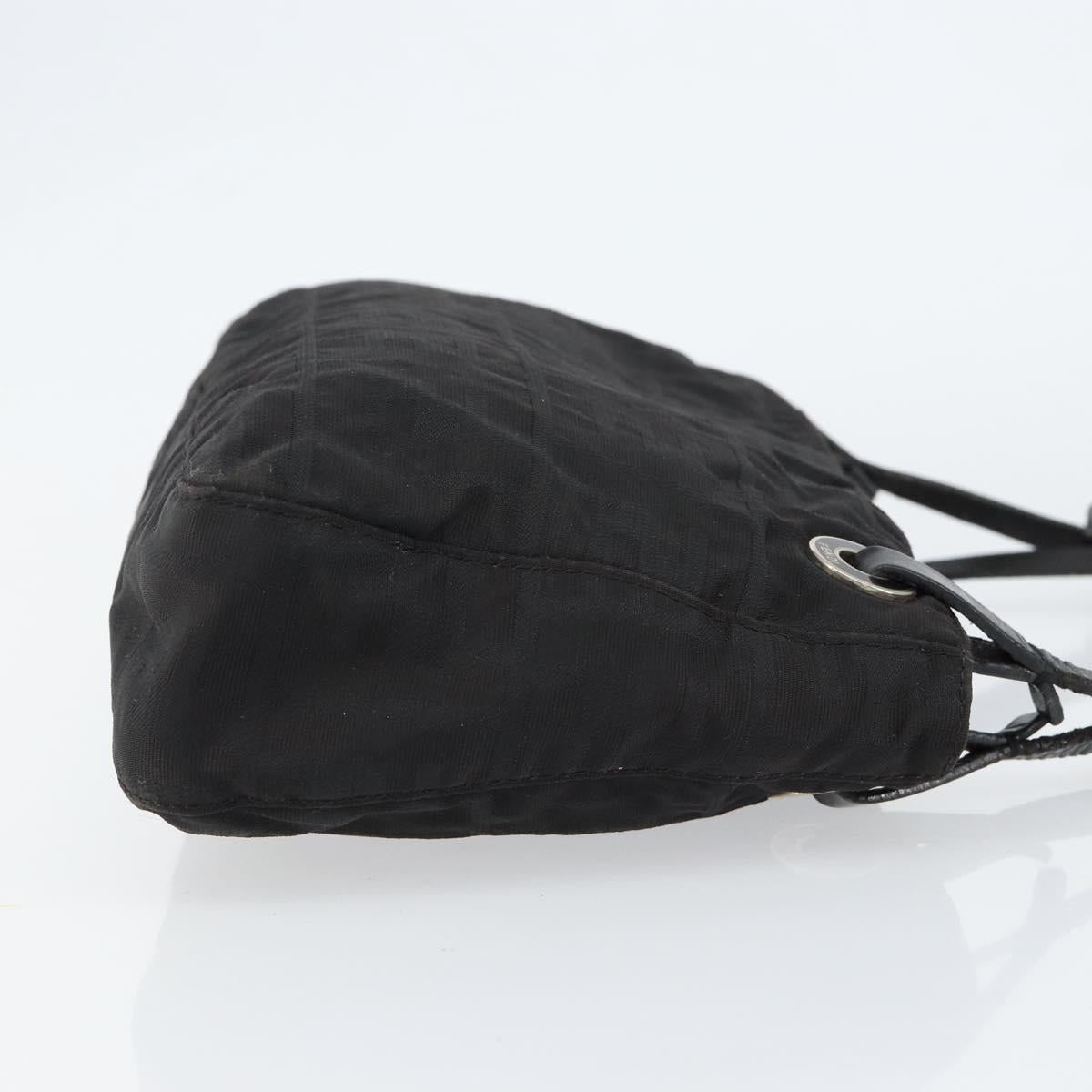 FENDI Zucca Canvas Shoulder Bag Black Auth 148857