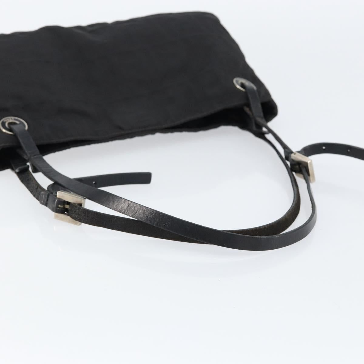 FENDI Zucca Canvas Shoulder Bag Black Auth 148857