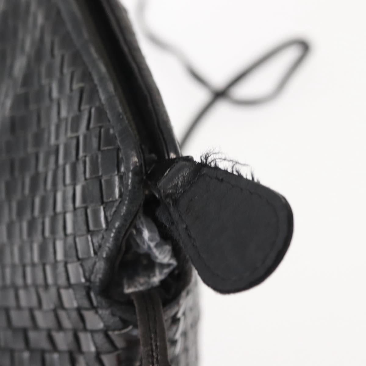 FENDI Shoulder Bag Leather Black Auth 148859