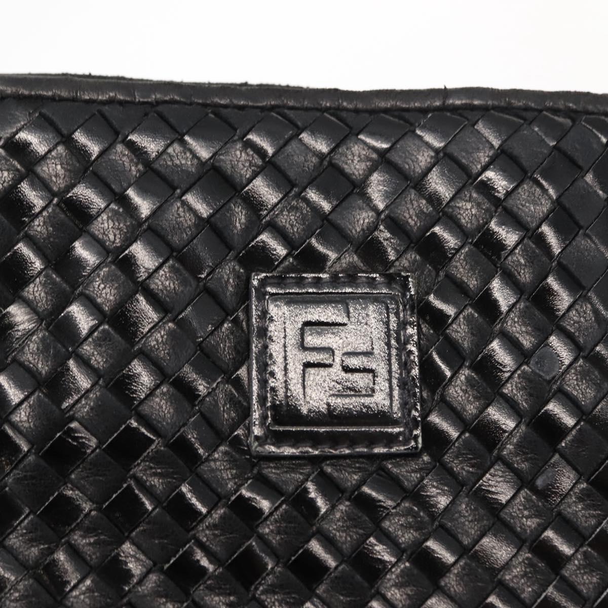 FENDI Shoulder Bag Leather Black Auth 148859
