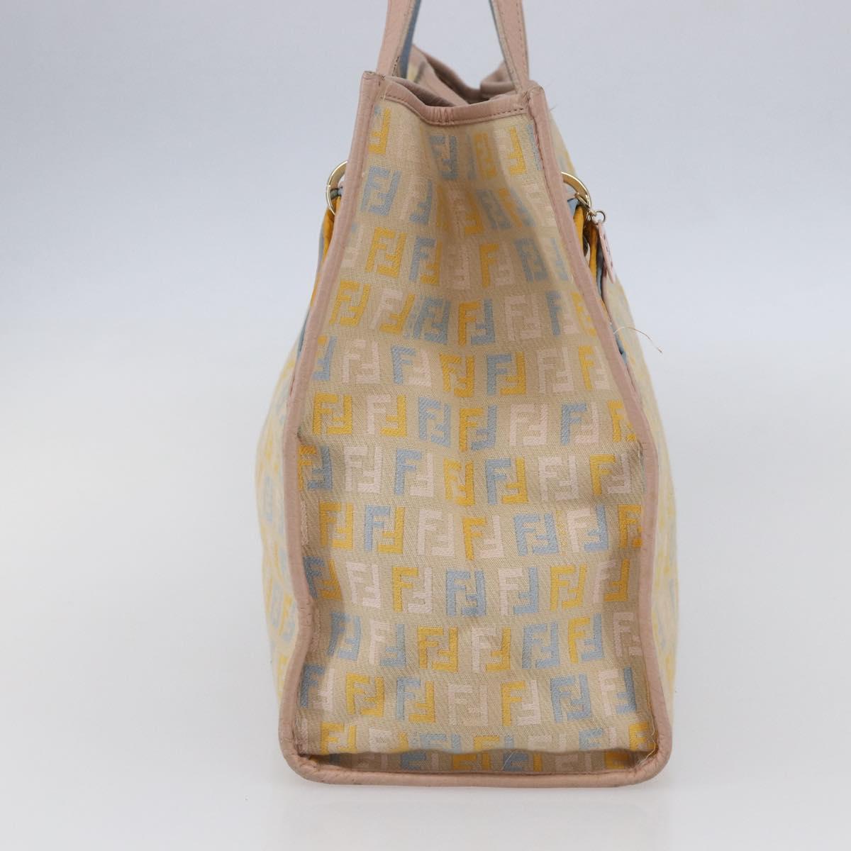 FENDI Zucchino Canvas Tote Bag Multicolor Gold Auth 148860