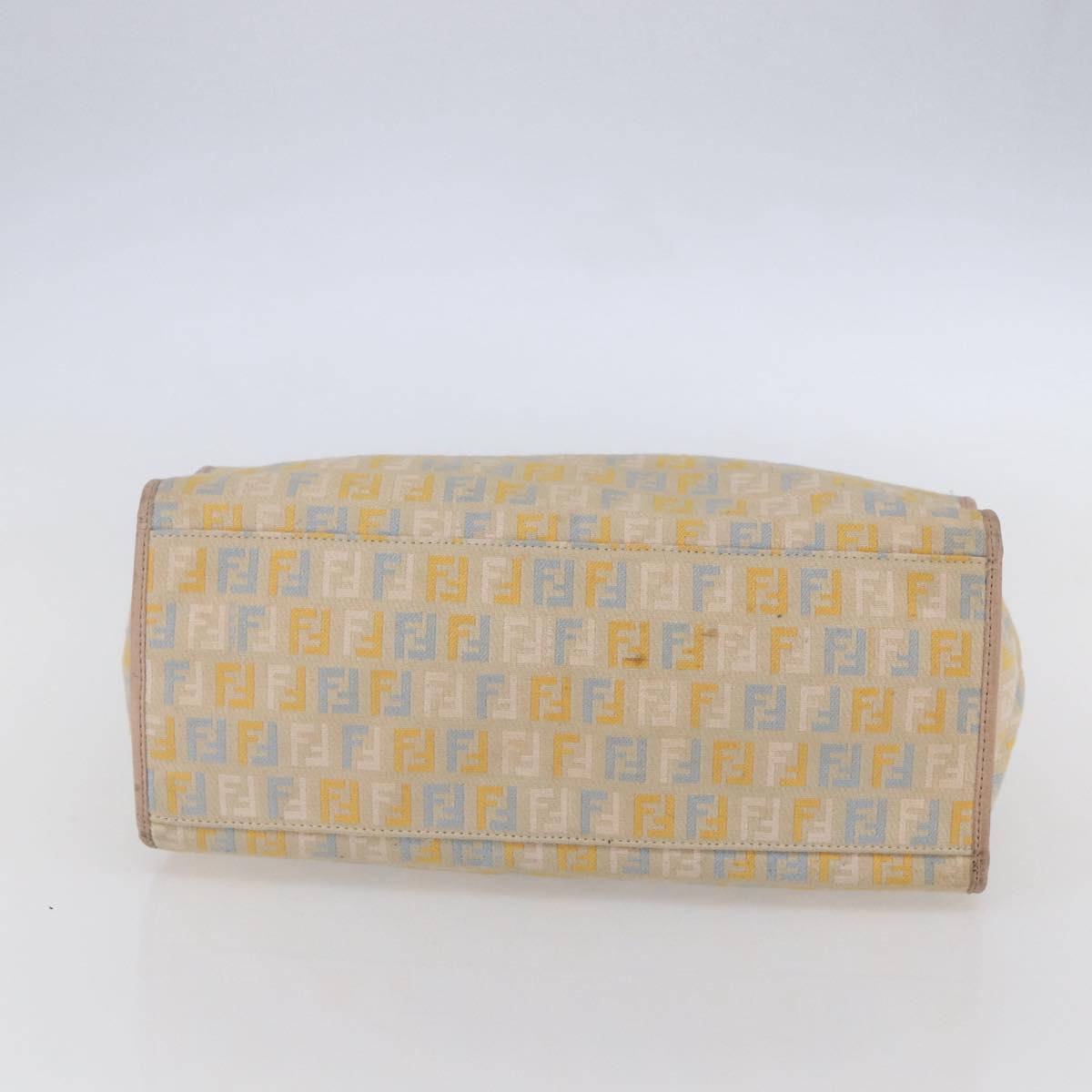 FENDI Zucchino Canvas Tote Bag Multicolor Gold Auth 148860