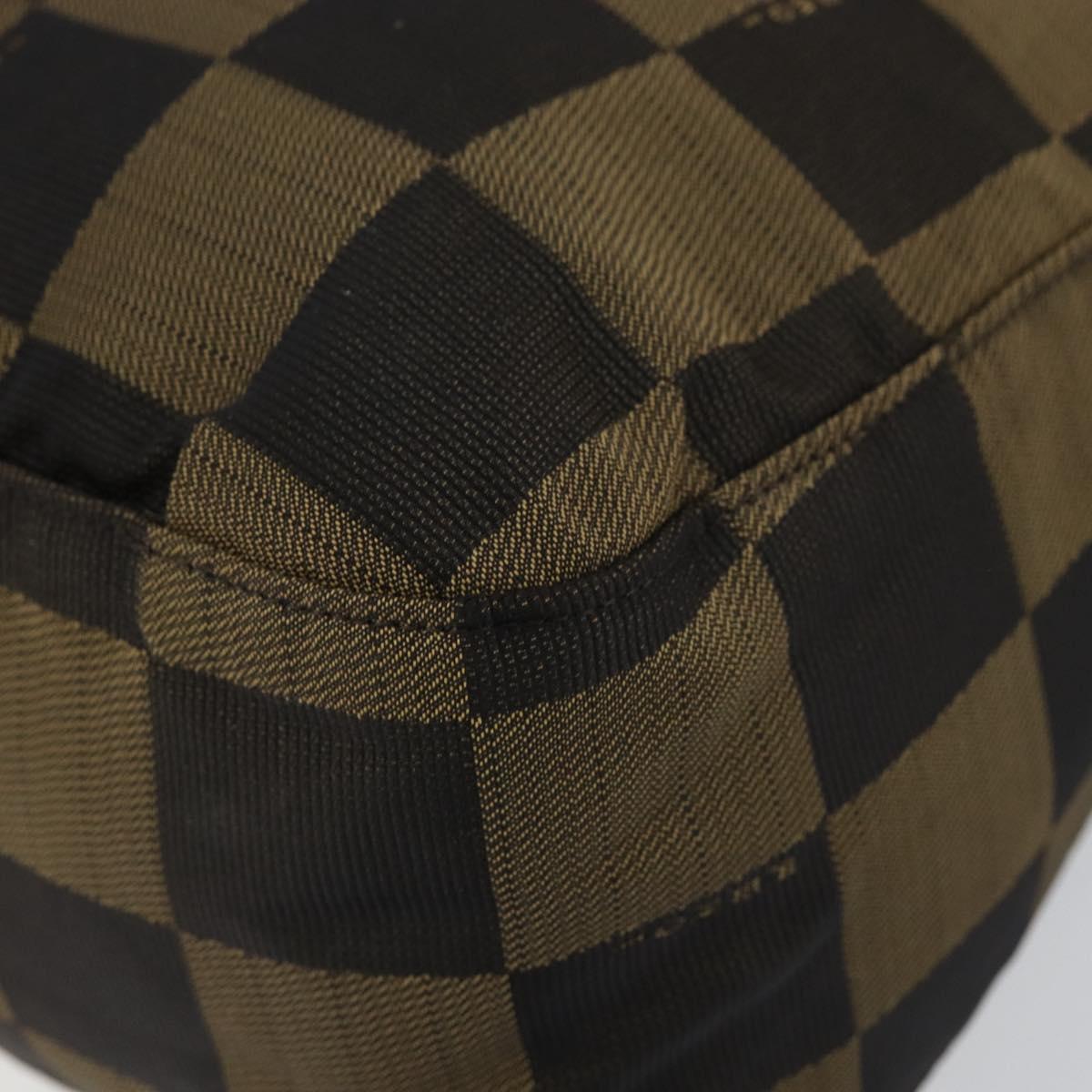 FENDI Pecan Canvas Shoulder Bag Black Brown Auth 148861