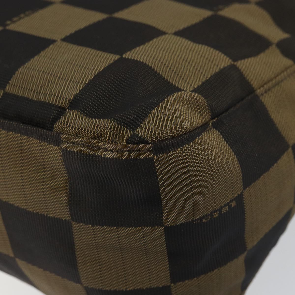 FENDI Pecan Canvas Shoulder Bag Black Brown Auth 148861