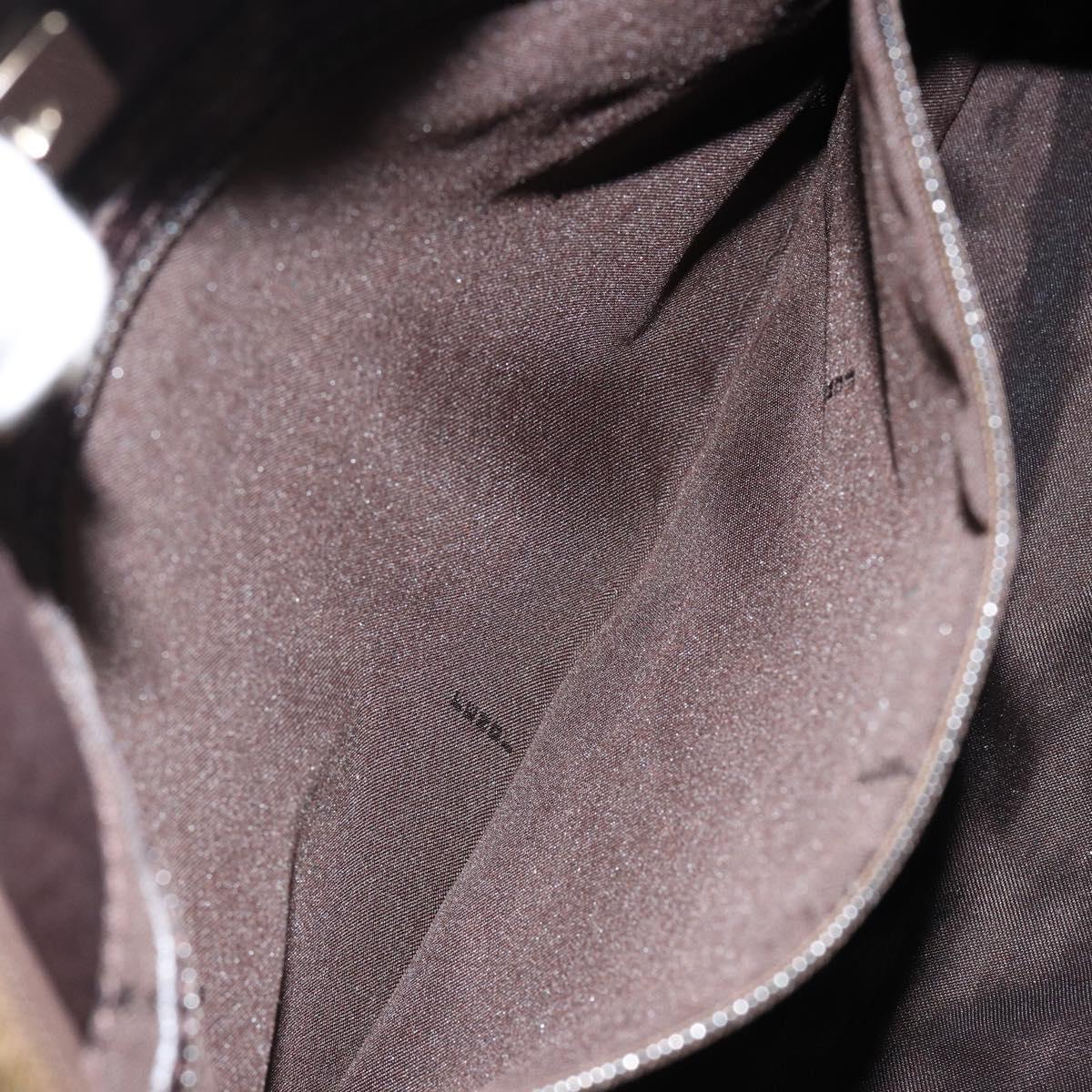 FENDI Pecan Canvas Shoulder Bag Black Brown Auth 148861