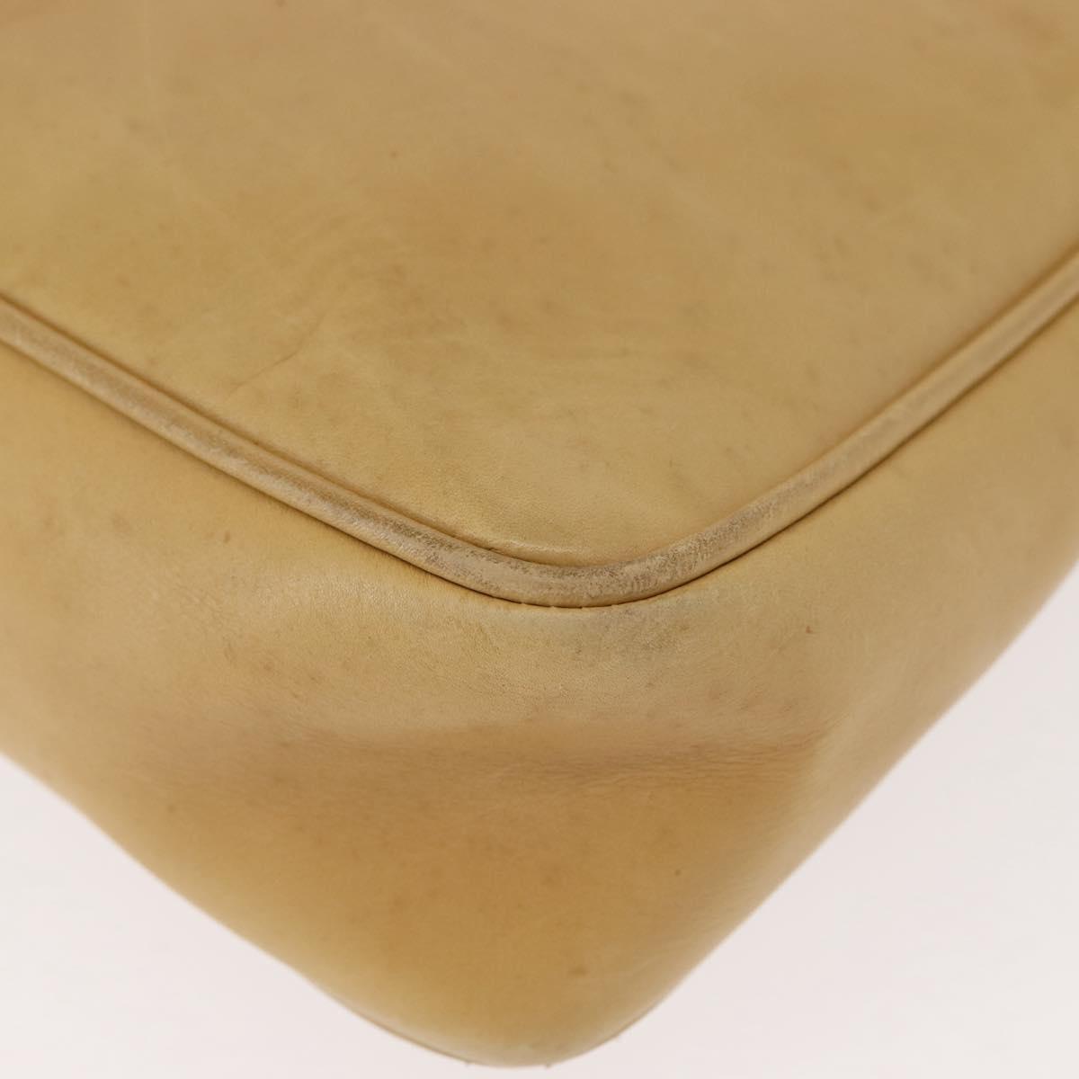 FENDI Shoulder Bag Leather Beige Gold Auth 148863