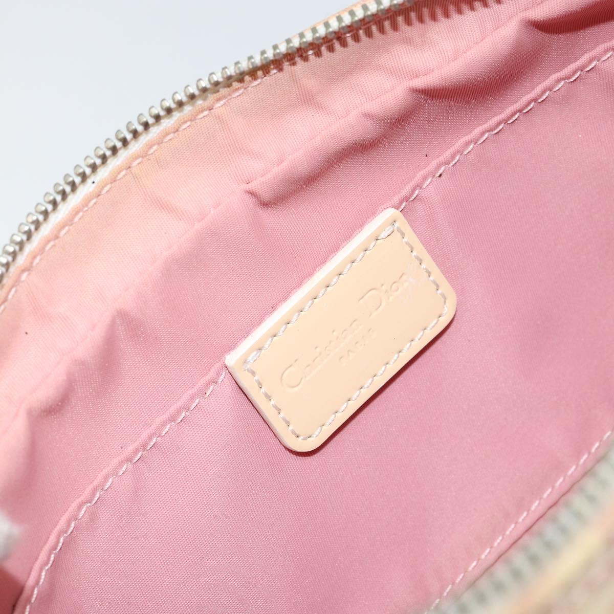 Christian Dior Trotter Canvas Shoulder Bag Pink Silver Auth 148874