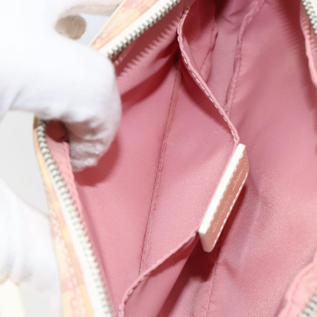 Christian Dior Trotter Canvas Shoulder Bag Pink Silver Auth 148874