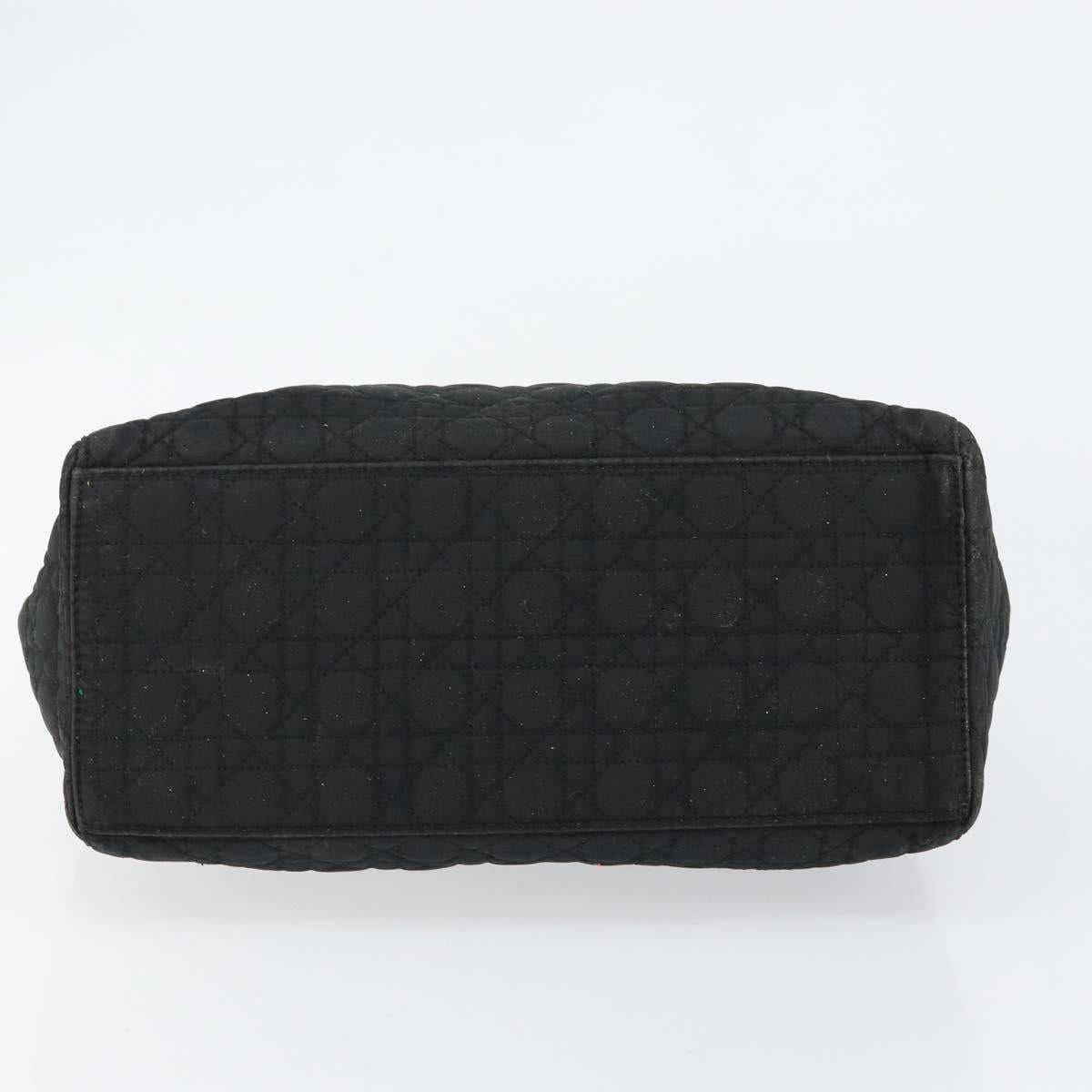 Christian Dior Canage Hand Bag Nylon Black Gold Auth 148879