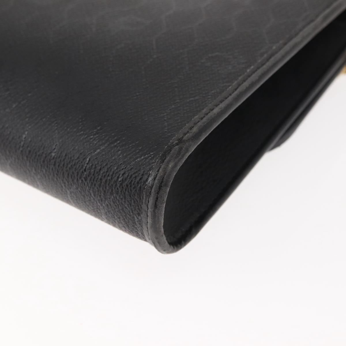 Christian Dior Honeycomb Canvas Chain Shoulder Bag PVC Black Gold Auth 148882