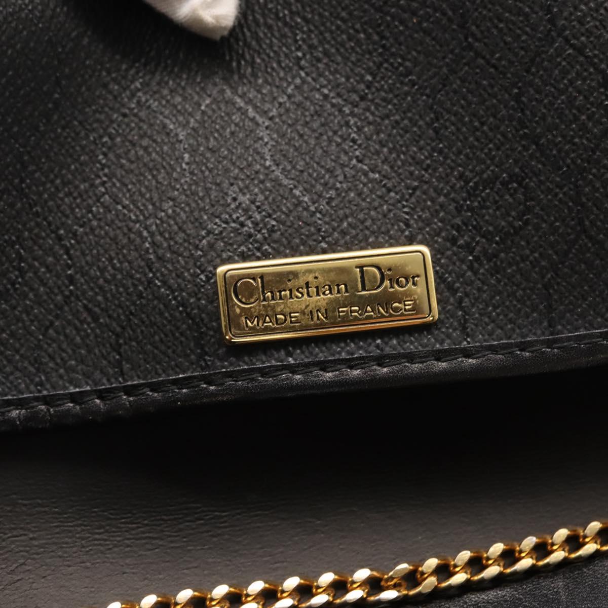 Christian Dior Honeycomb Canvas Chain Shoulder Bag PVC Black Gold Auth 148882
