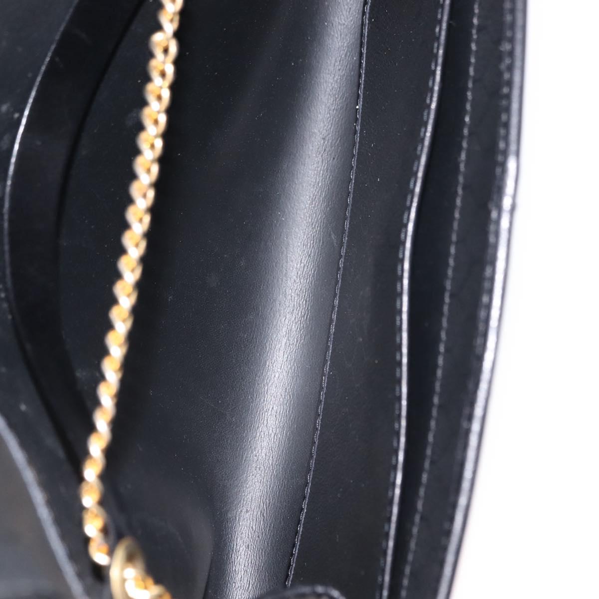 Christian Dior Honeycomb Canvas Chain Shoulder Bag PVC Black Gold Auth 148882