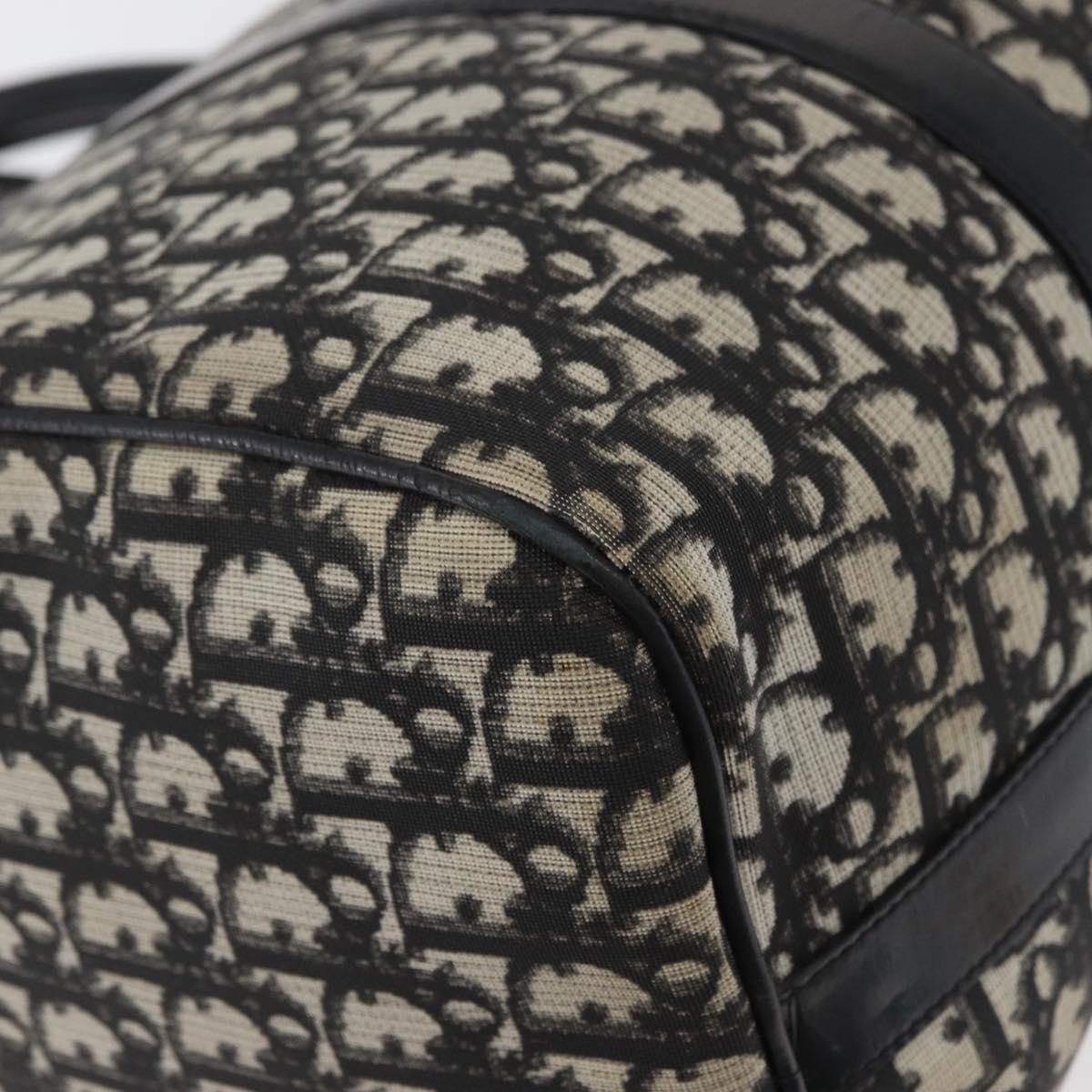 Christian Dior Trotter Canvas Boston Bag PVC Black Gold Auth 148883