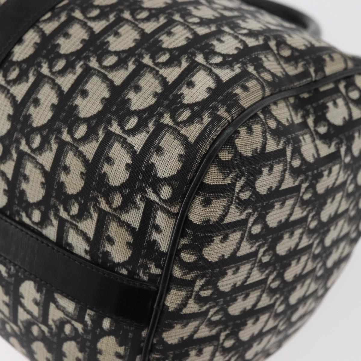 Christian Dior Trotter Canvas Boston Bag PVC Black Gold Auth 148883