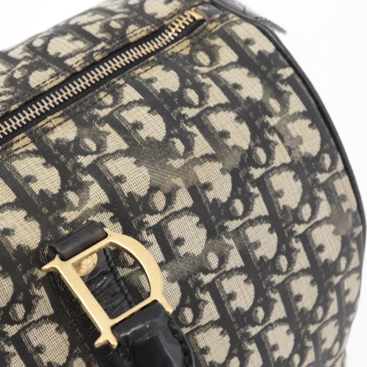 Christian Dior Trotter Canvas Boston Bag PVC Black Gold Auth 148883