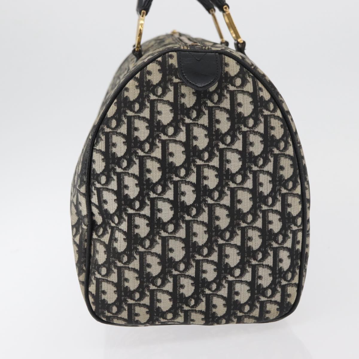 Christian Dior Trotter Canvas Boston Bag PVC Black Gold Auth 148883