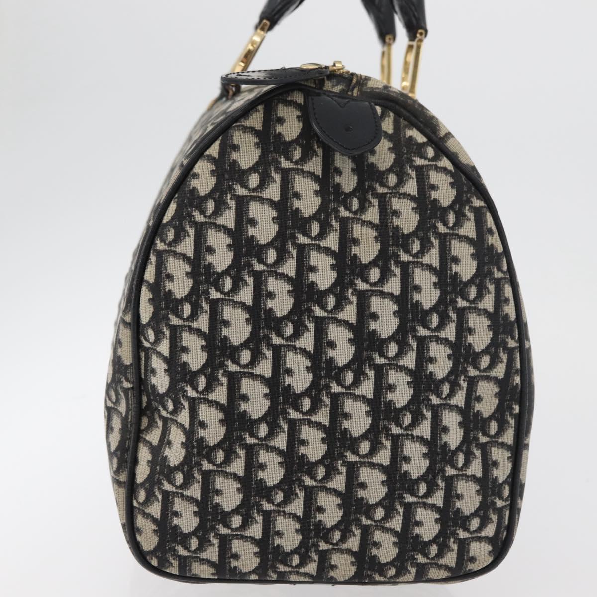 Christian Dior Trotter Canvas Boston Bag PVC Black Gold Auth 148883