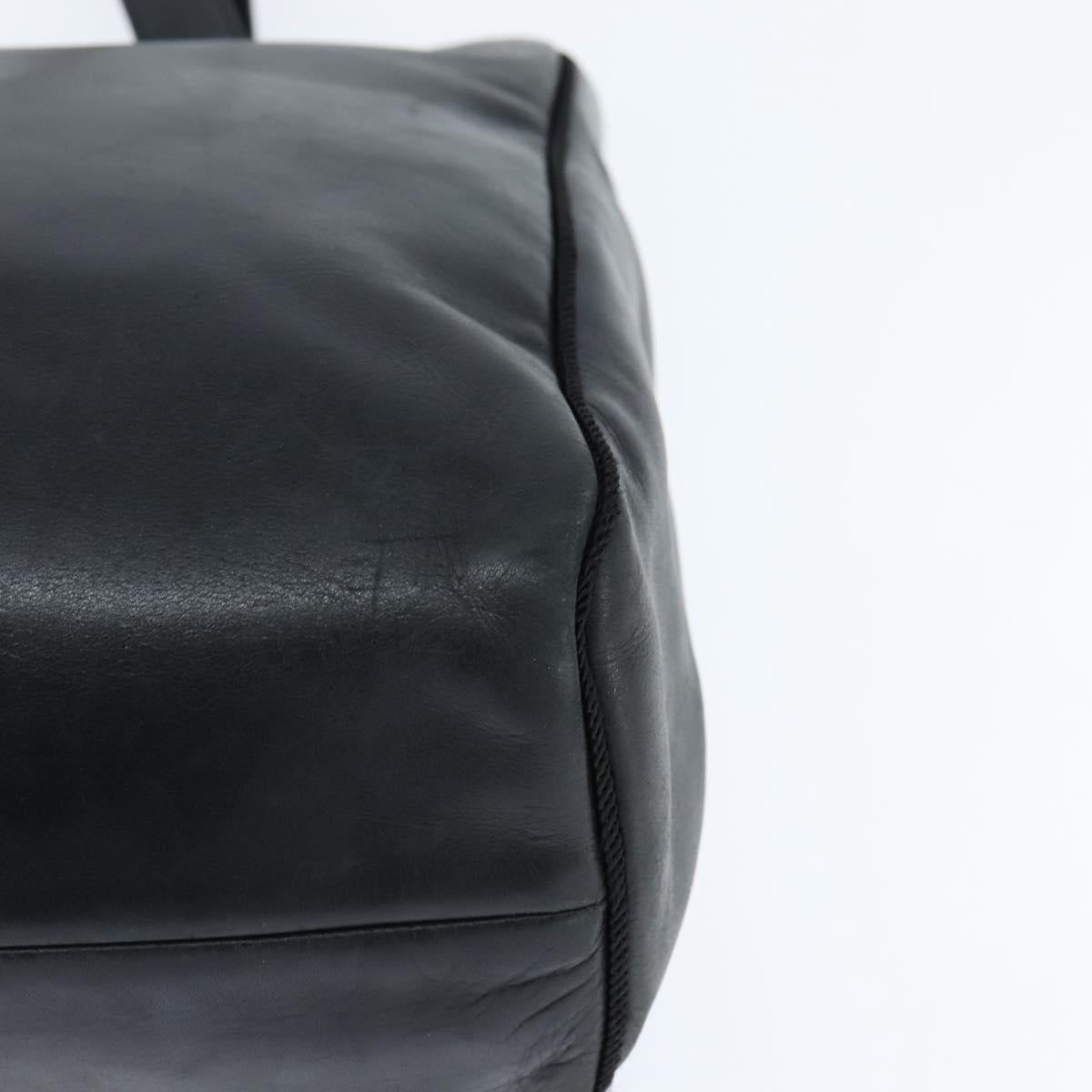 Christian Dior Tote Bag Leather Black Gold Auth 148884