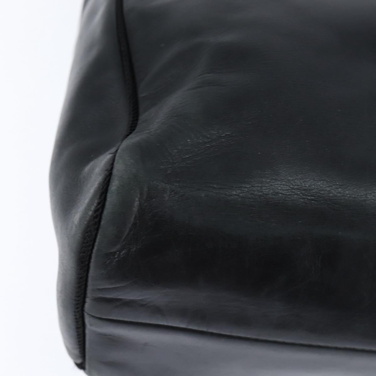 Christian Dior Tote Bag Leather Black Gold Auth 148884